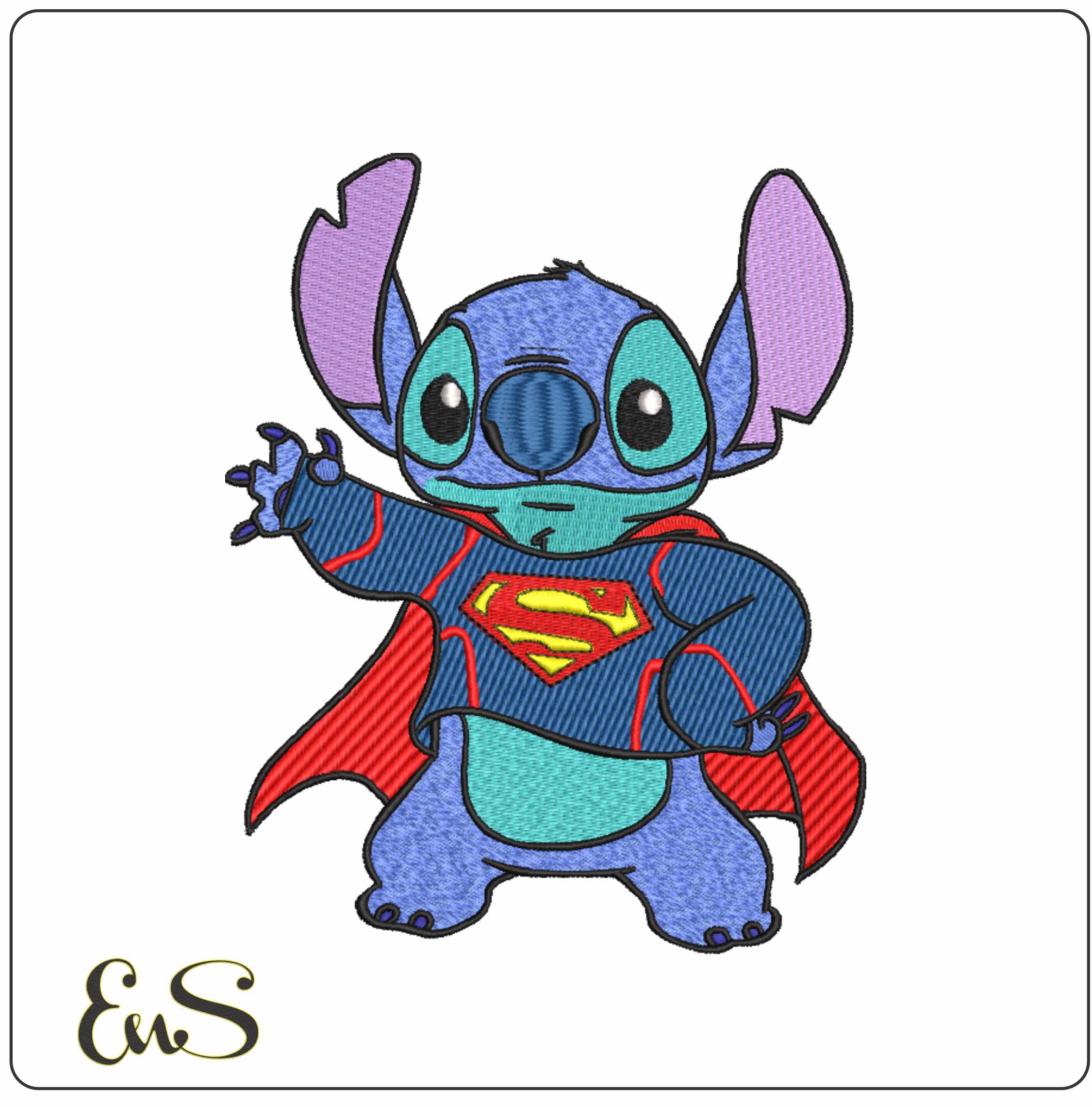Stitch Superman- Elegant embroidery design file - instant download