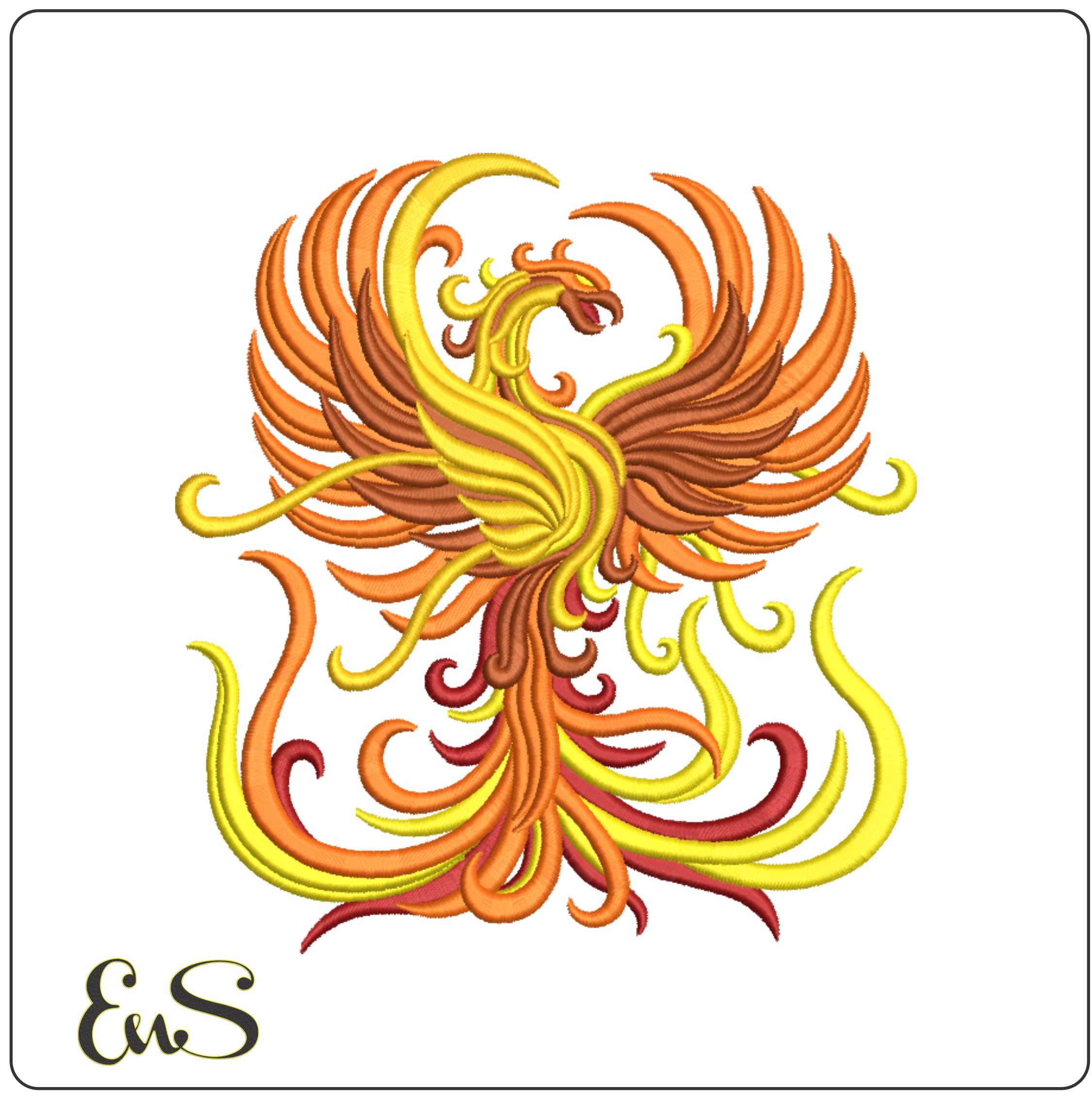 Stylised Pheonix- Elegant embroidery design file - instant download
