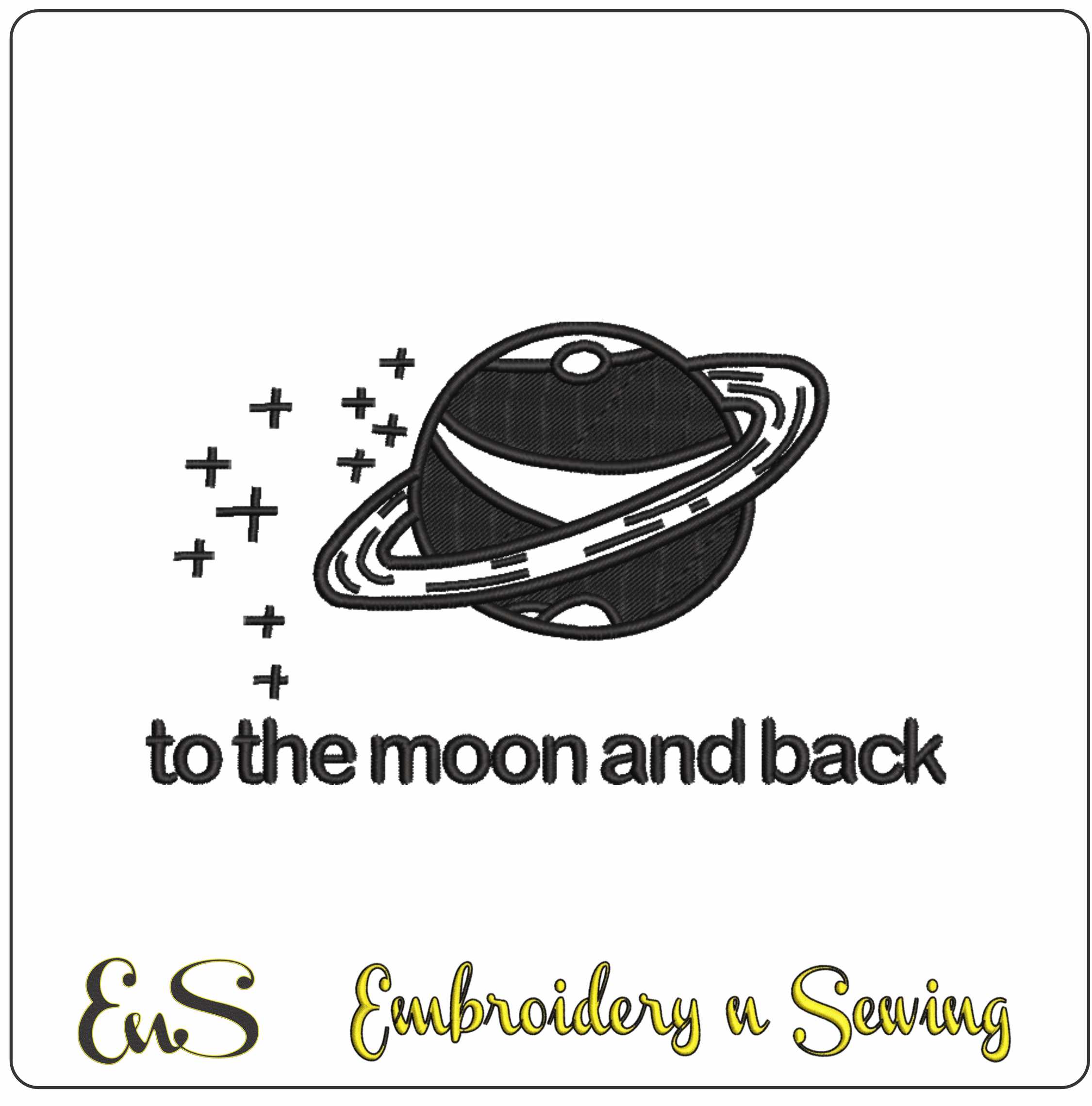 To the Moon and Back- Elegant embroidery design file - instant download