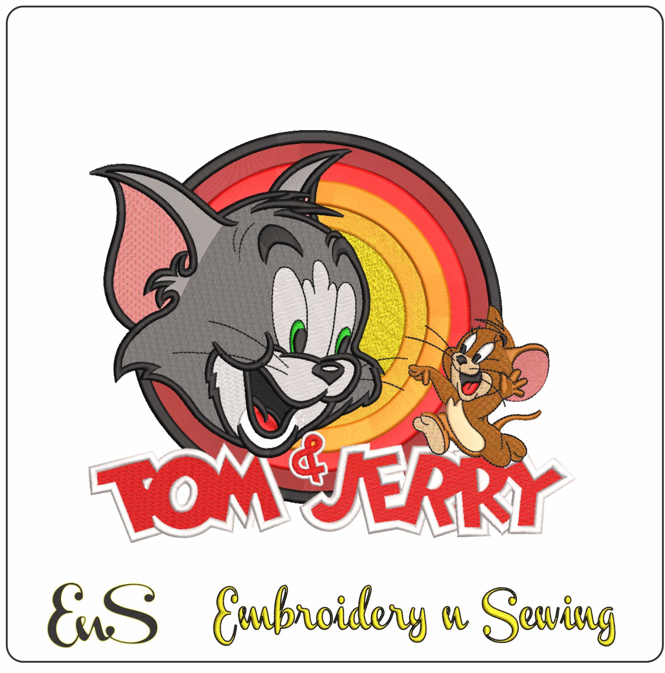 Tom & Jerry- Elegant embroidery design file - instant download