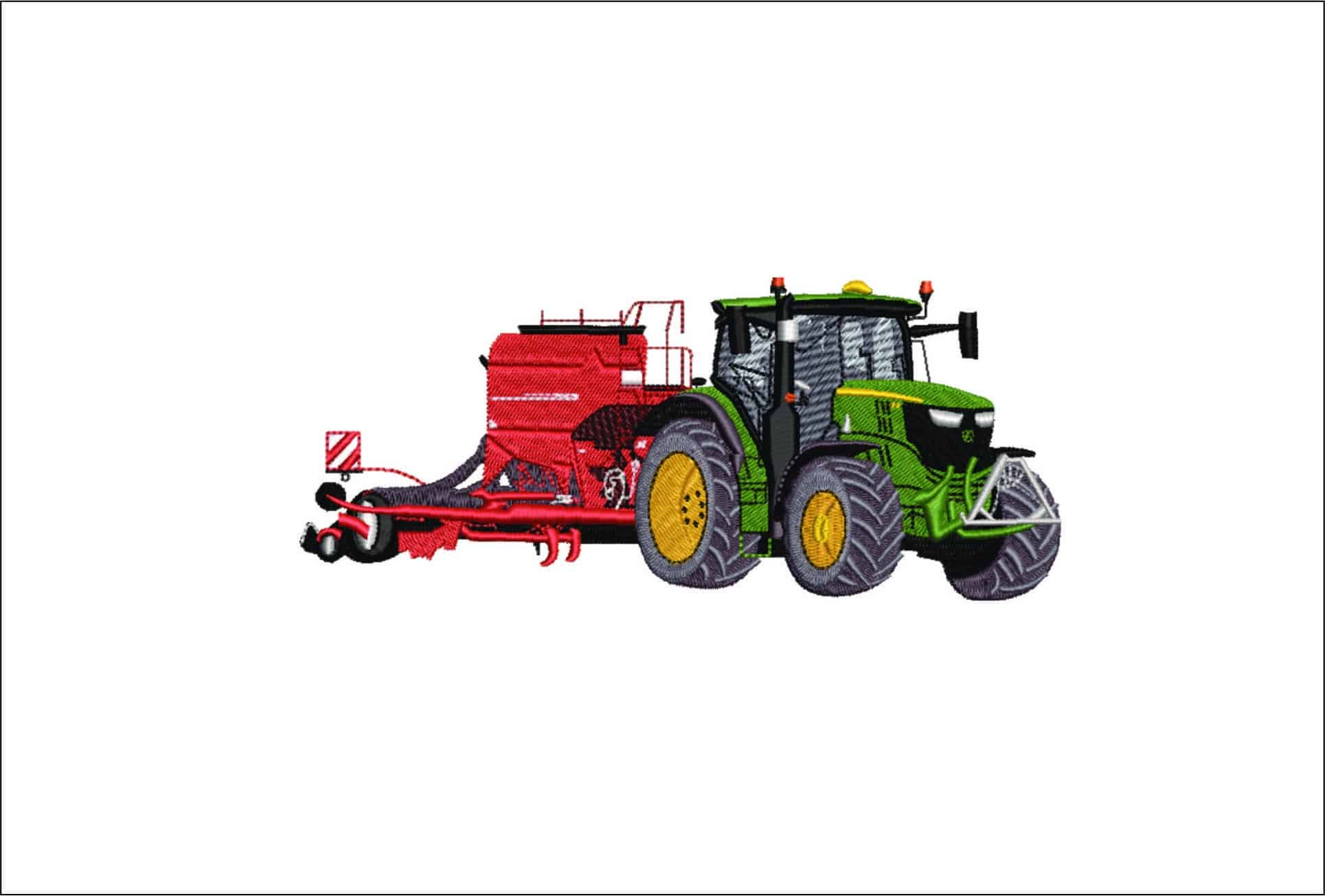 Tractor with Farm Equipment- Elegant embroidery design file - instant download