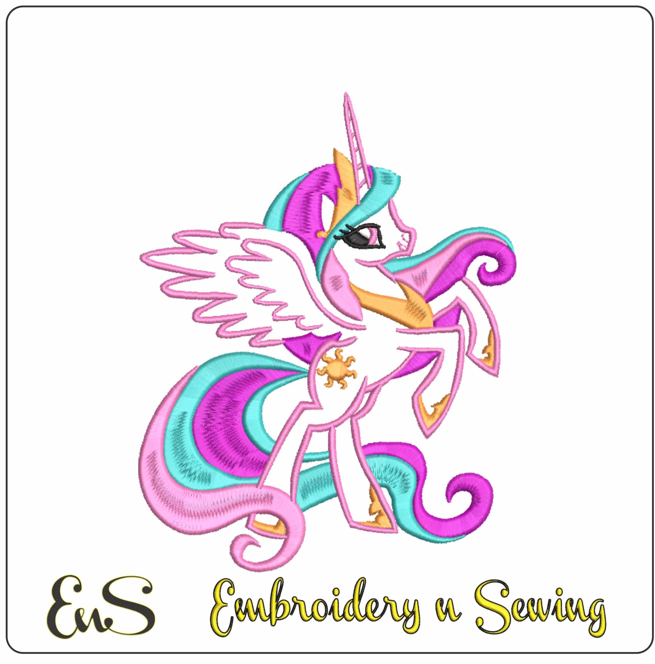 Unicorn Applique- Elegant embroidery design file - instant download
