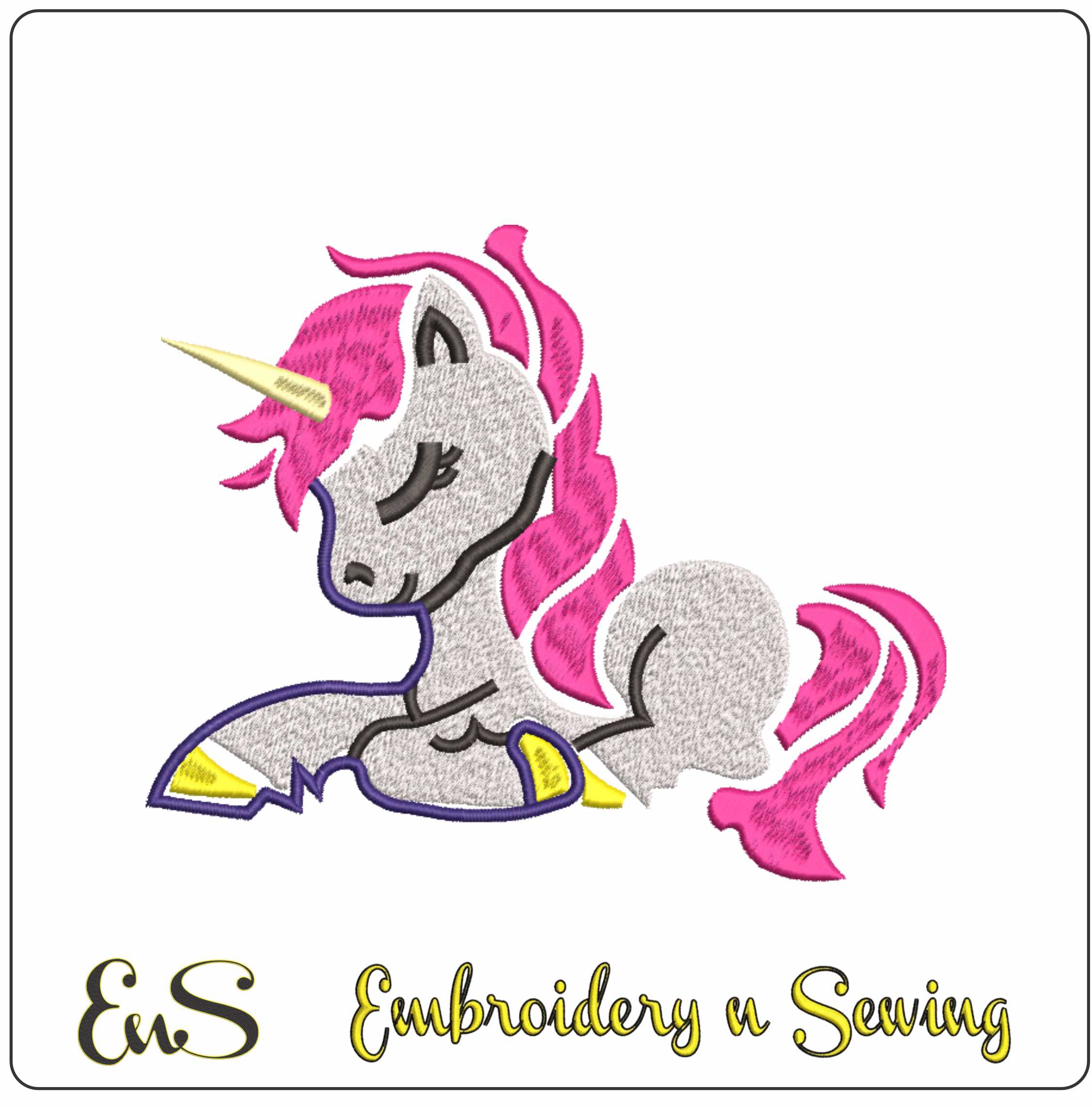 Unicorn Sitting- Elegant embroidery design file - instant download