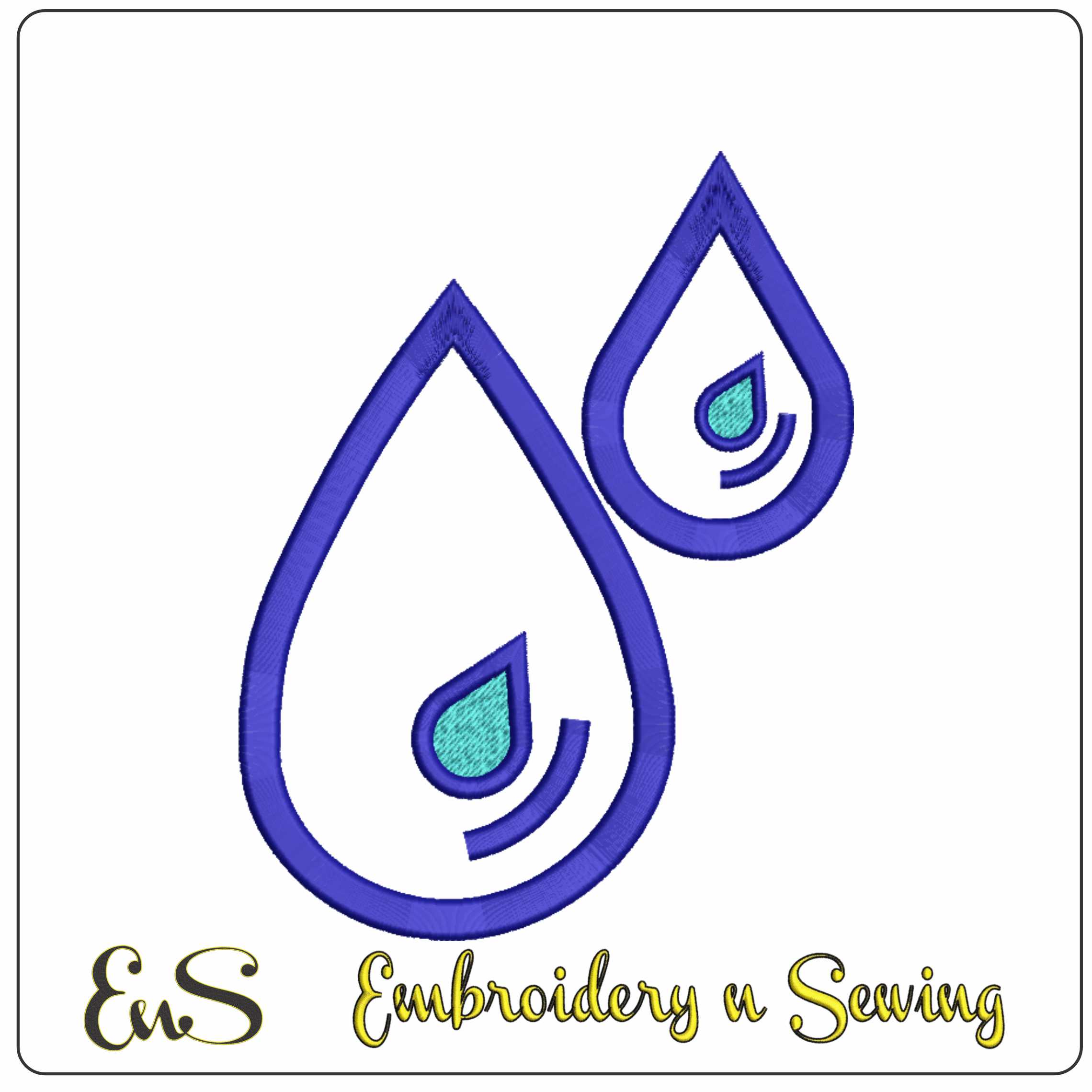Water Drops- Elegant embroidery design file - instant download