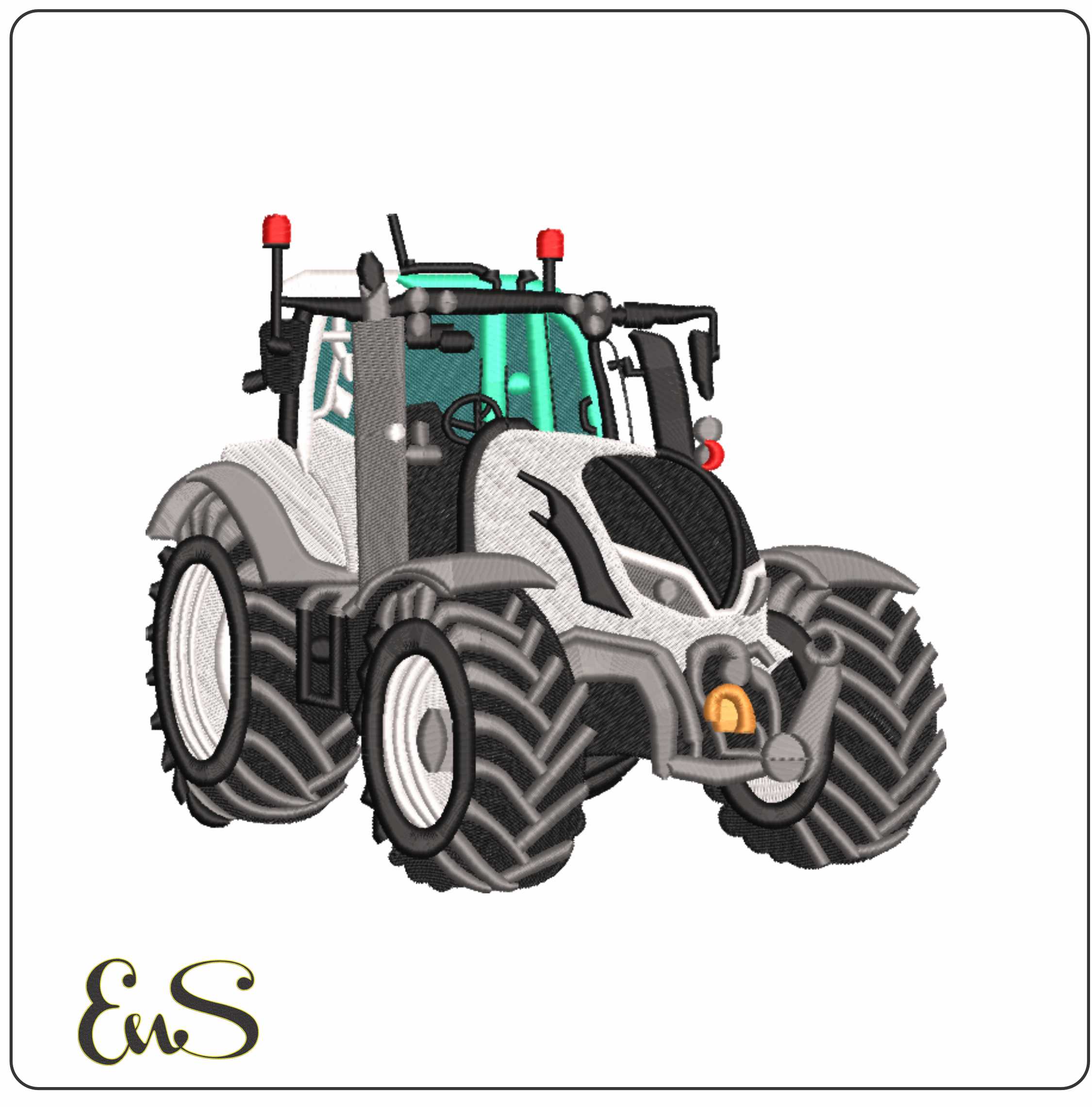 White Basic Smooth Tractor- Elegant embroidery design file - instant download