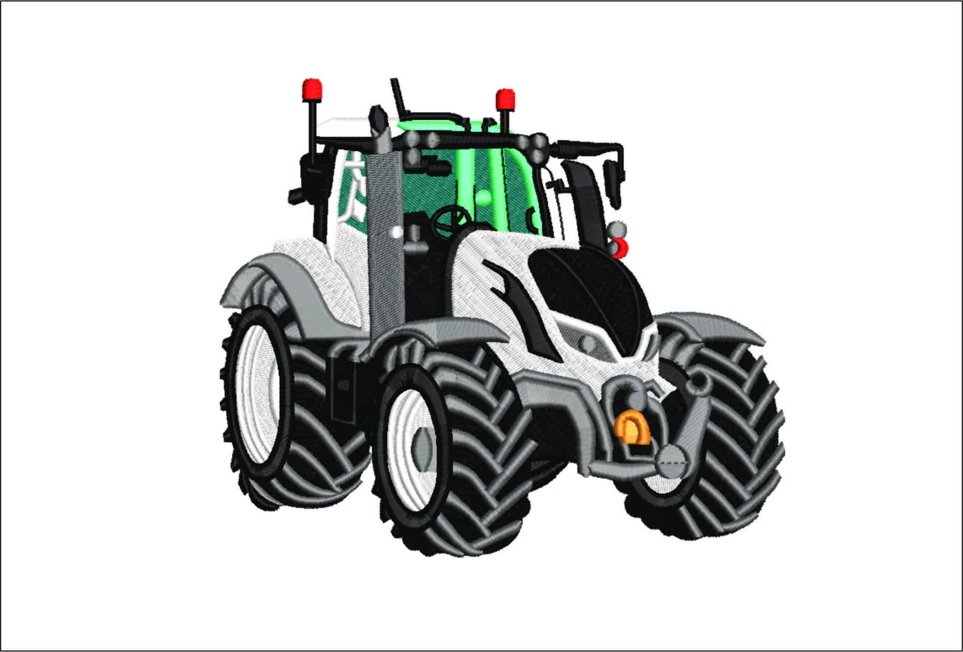 White Basic Smooth Tractor- Elegant embroidery design file - instant download