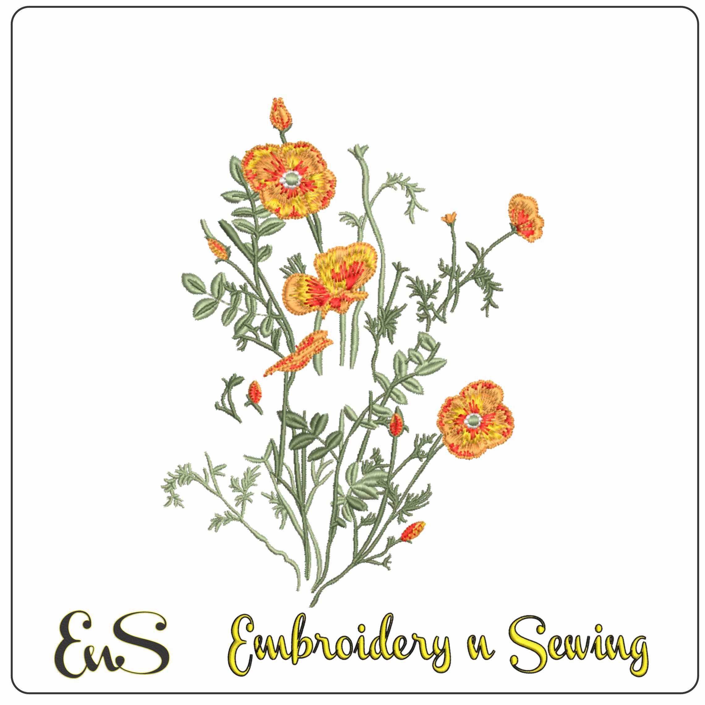 Wild Flowers- Elegant embroidery design file - instant download