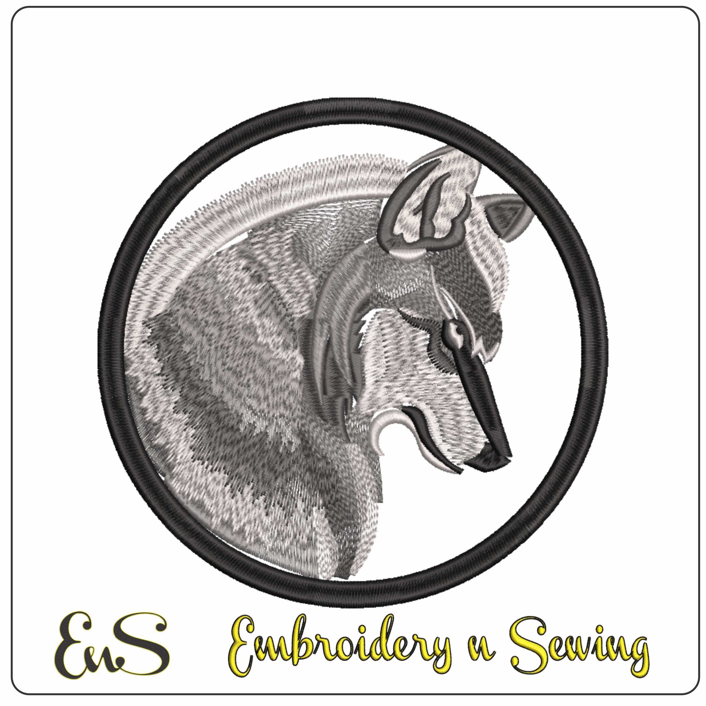 Wolf in a Frame- Elegant embroidery design file - instant download