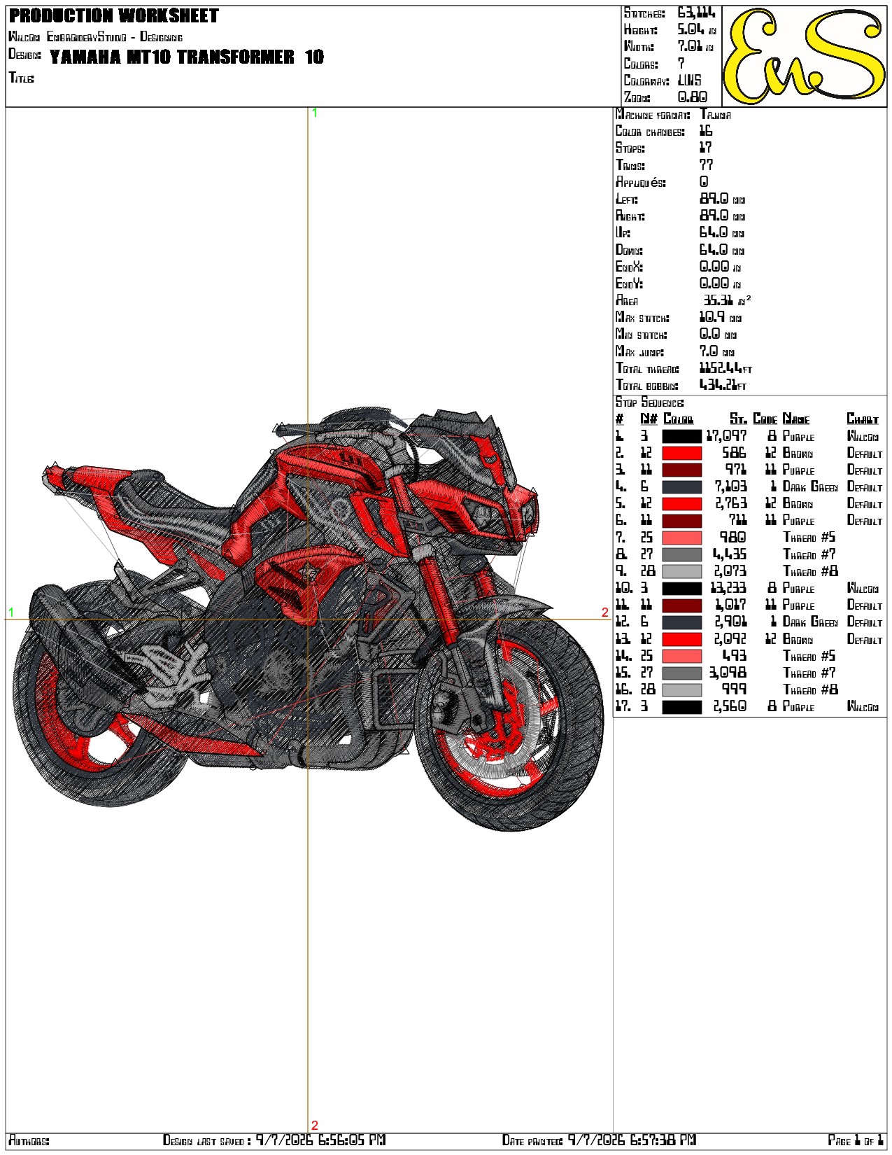 Yamaha MT10 TRANSFORMER- Elegant embroidery design file - instant download
