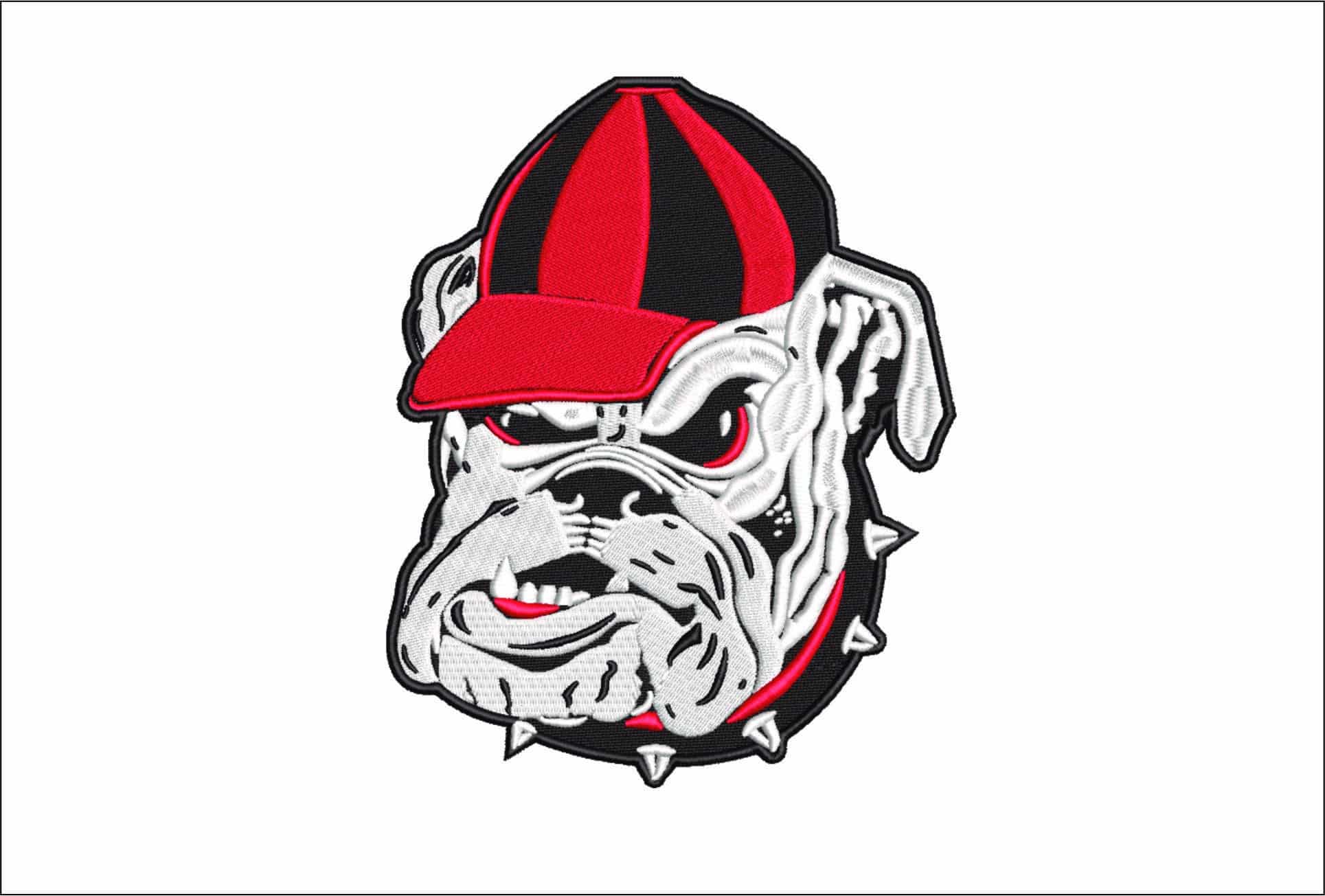 Bulldog face with cap Mascot- Elegant embroidery design file - instant download