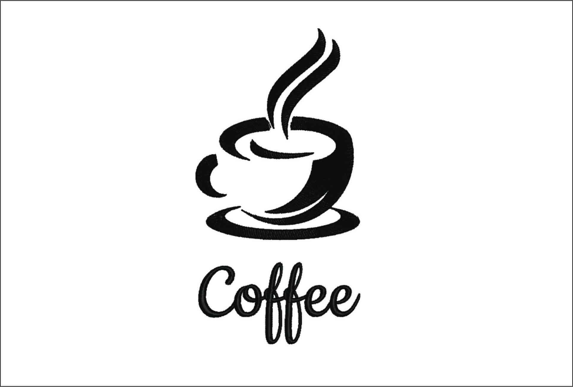 Coffee cup with Writing- Elegant embroidery design file - instant download