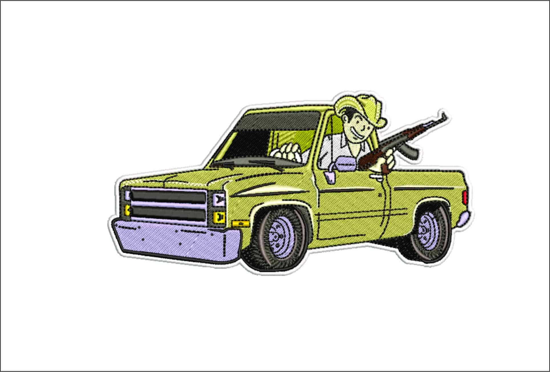Cowboy Truck gun- Elegant embroidery design file - instant download
