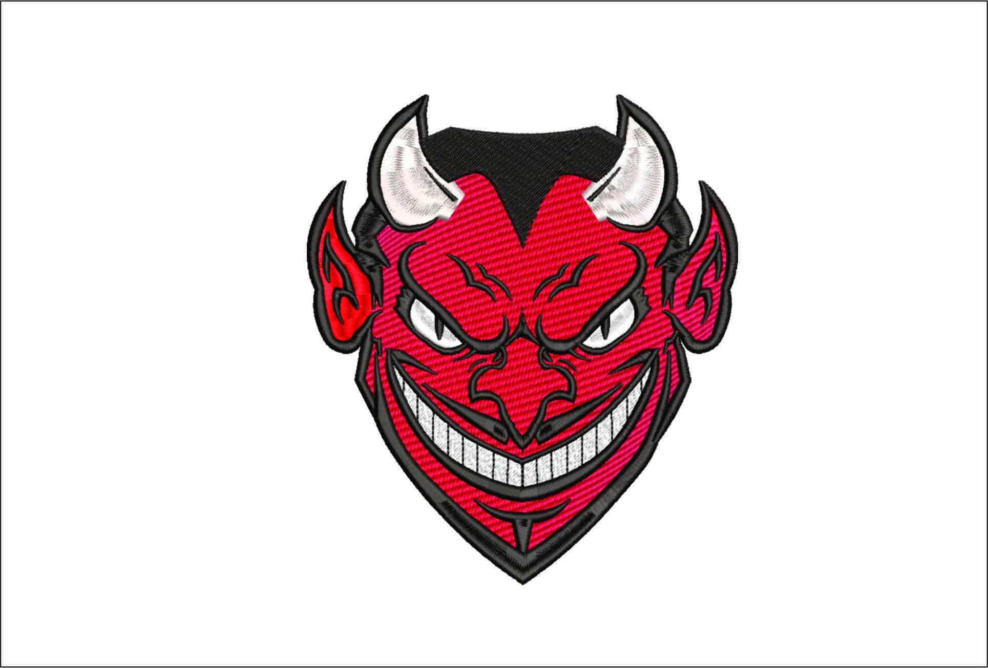 Devil Face- Elegant embroidery design file - instant download