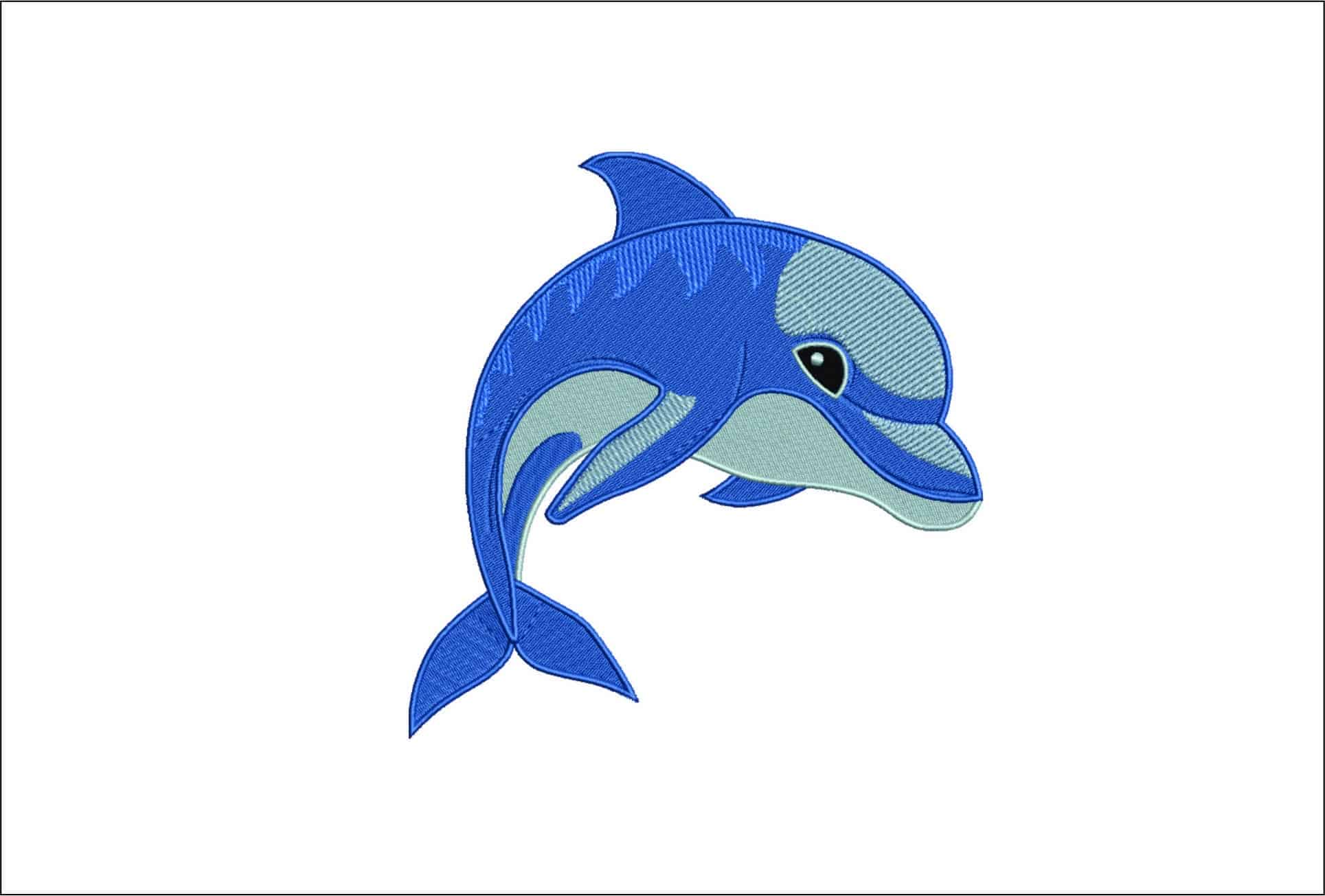 Dolphin Cartoon- Elegant embroidery design file - instant download