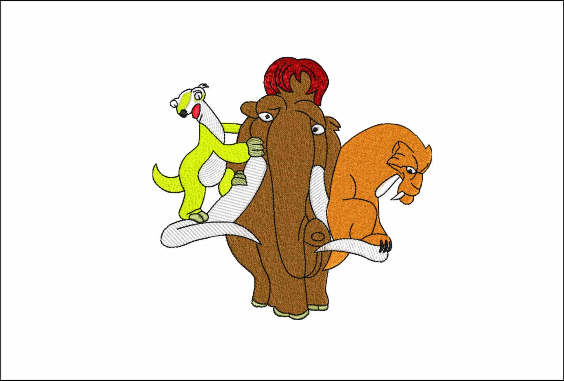 Ice Age 3 characters- Elegant embroidery design file - instant download