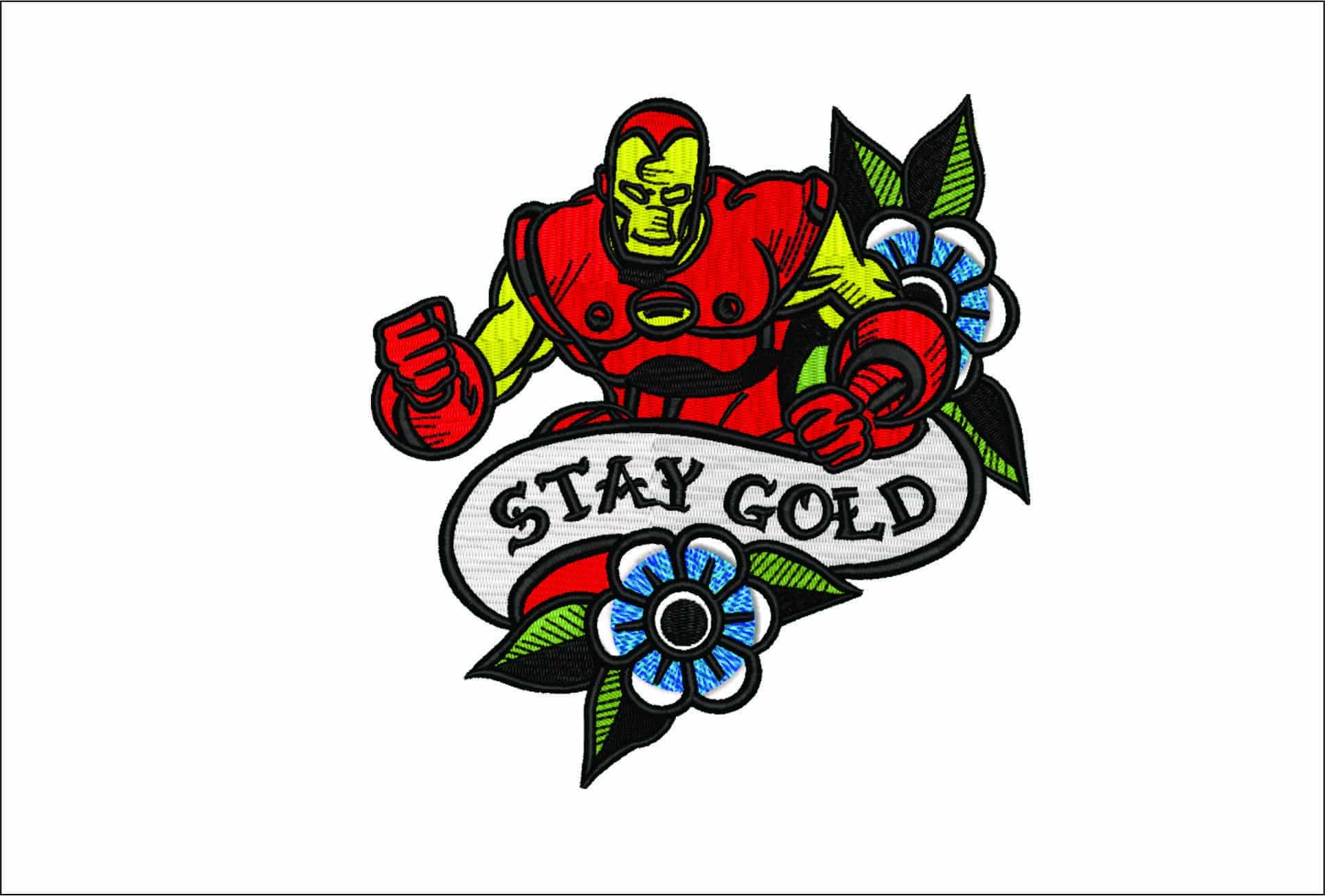 Iron Man Stay Gold- Elegant embroidery design file - instant download