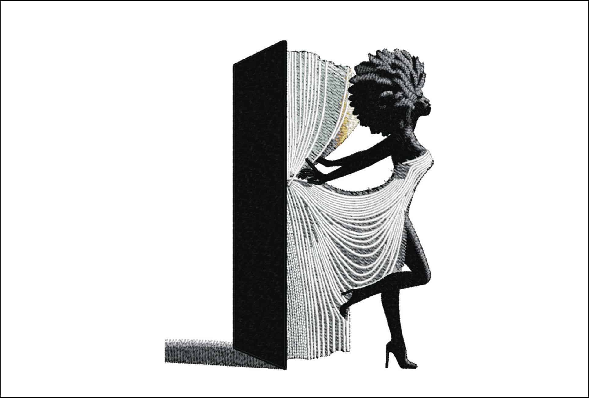 Lady coming out of book- Elegant embroidery design file - instant download