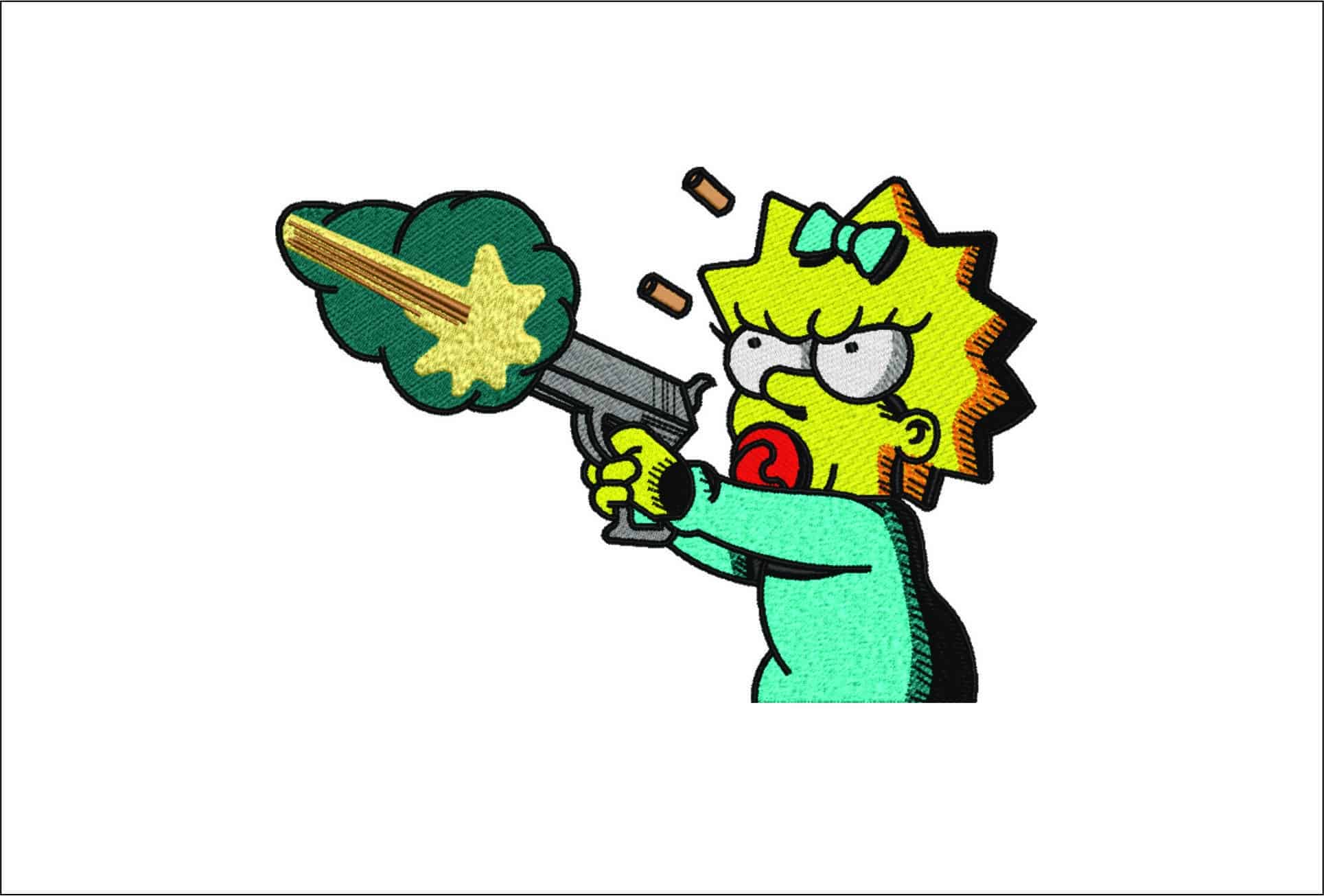 Maggie Simspon Shooting gun- Elegant embroidery design file - instant download