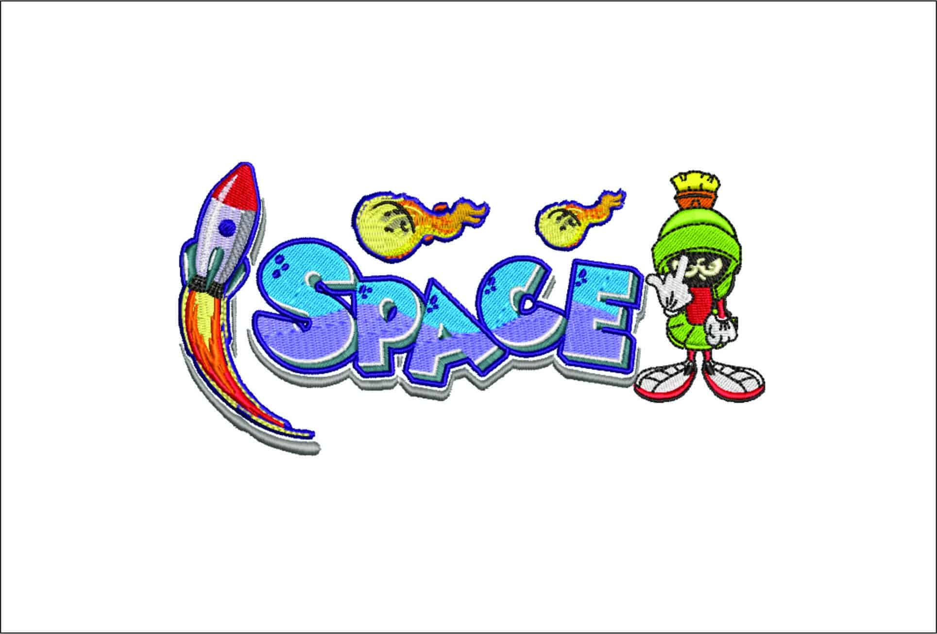 Marvin Space Alien- Elegant embroidery design file - instant download