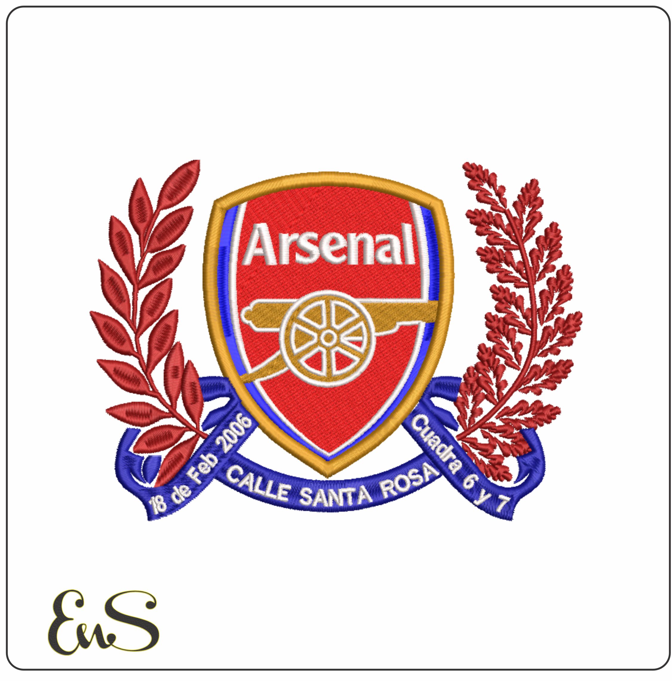 Arsenal Football Club with Wreath- Elegant embroidery design file - instant download