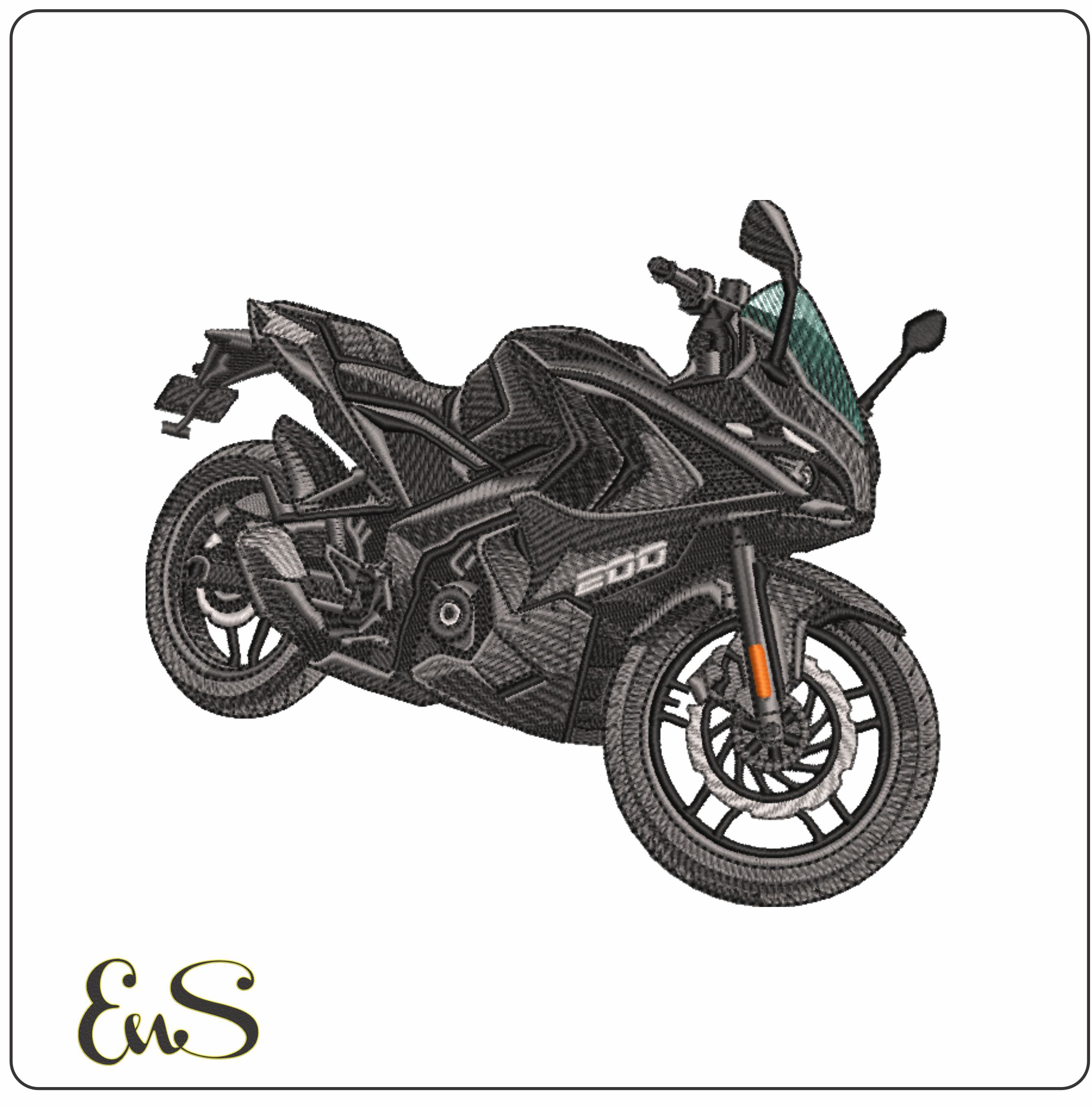 Bajaj Pulsar RS200 MotorBike- Elegant embroidery design file - instant download