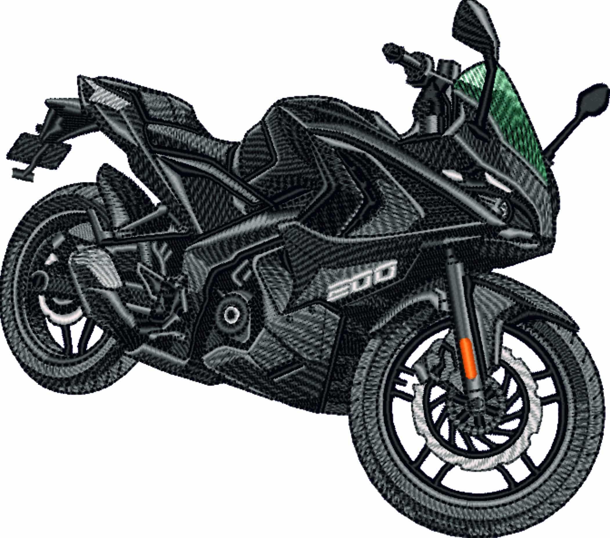 Bajaj Pulsar RS200 MotorBike- Elegant embroidery design file - instant download