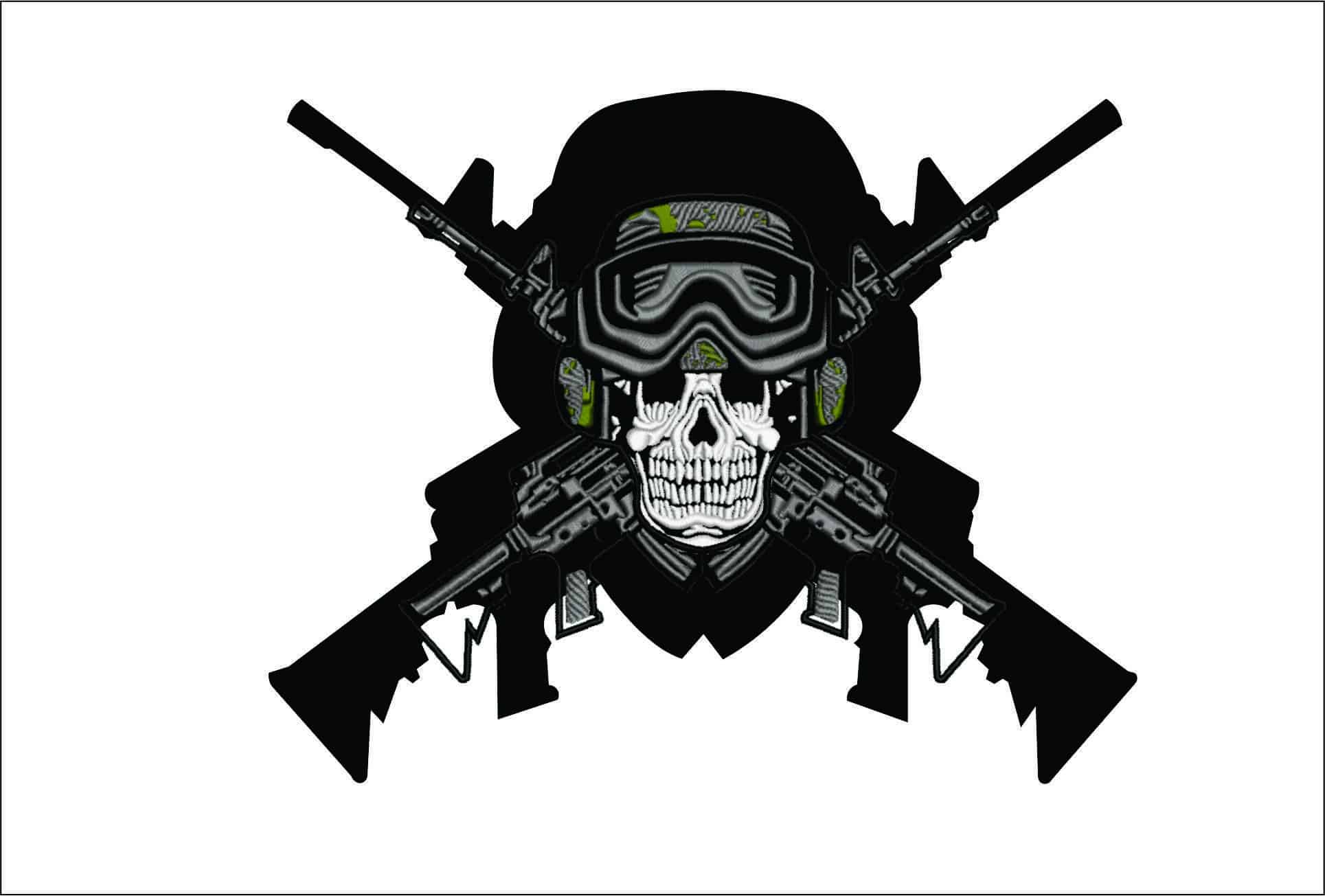 Skull with Rifles Camo-Elegant embroidery design file - instant download