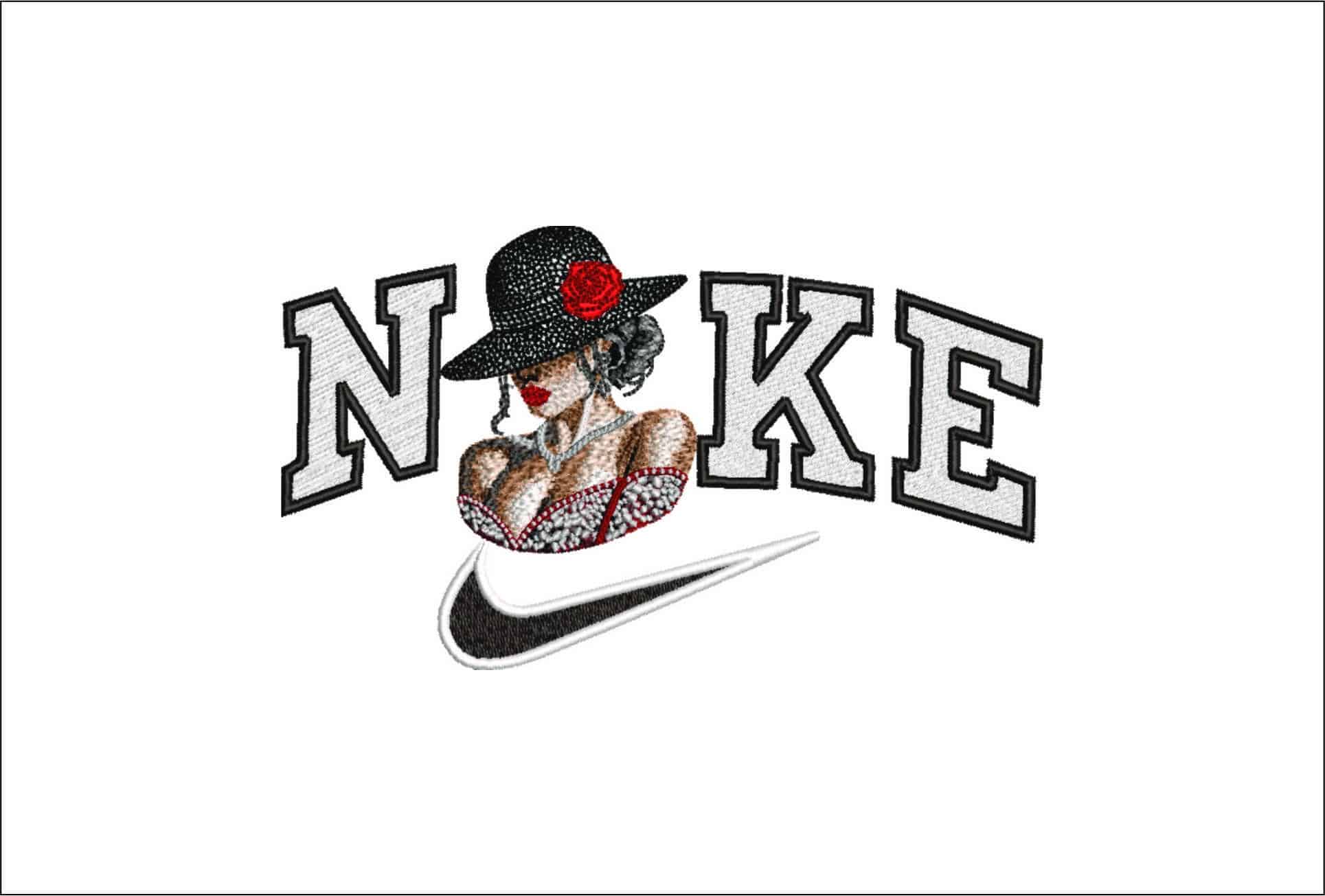 Nike Glamous Lady with Pearls-Elegant embroidery design file - instant download