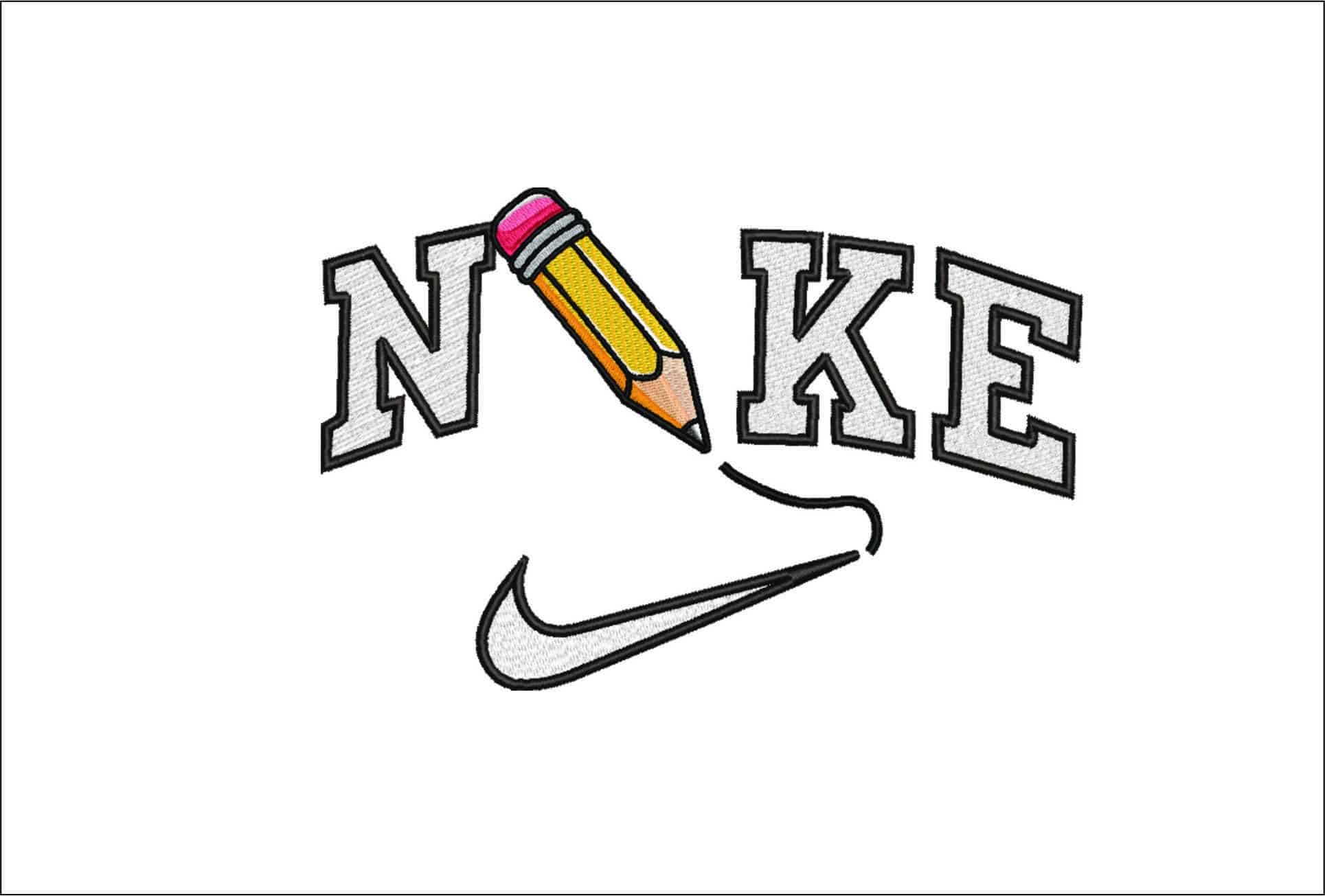 Nike Pencil writing-Elegant embroidery design file - instant download