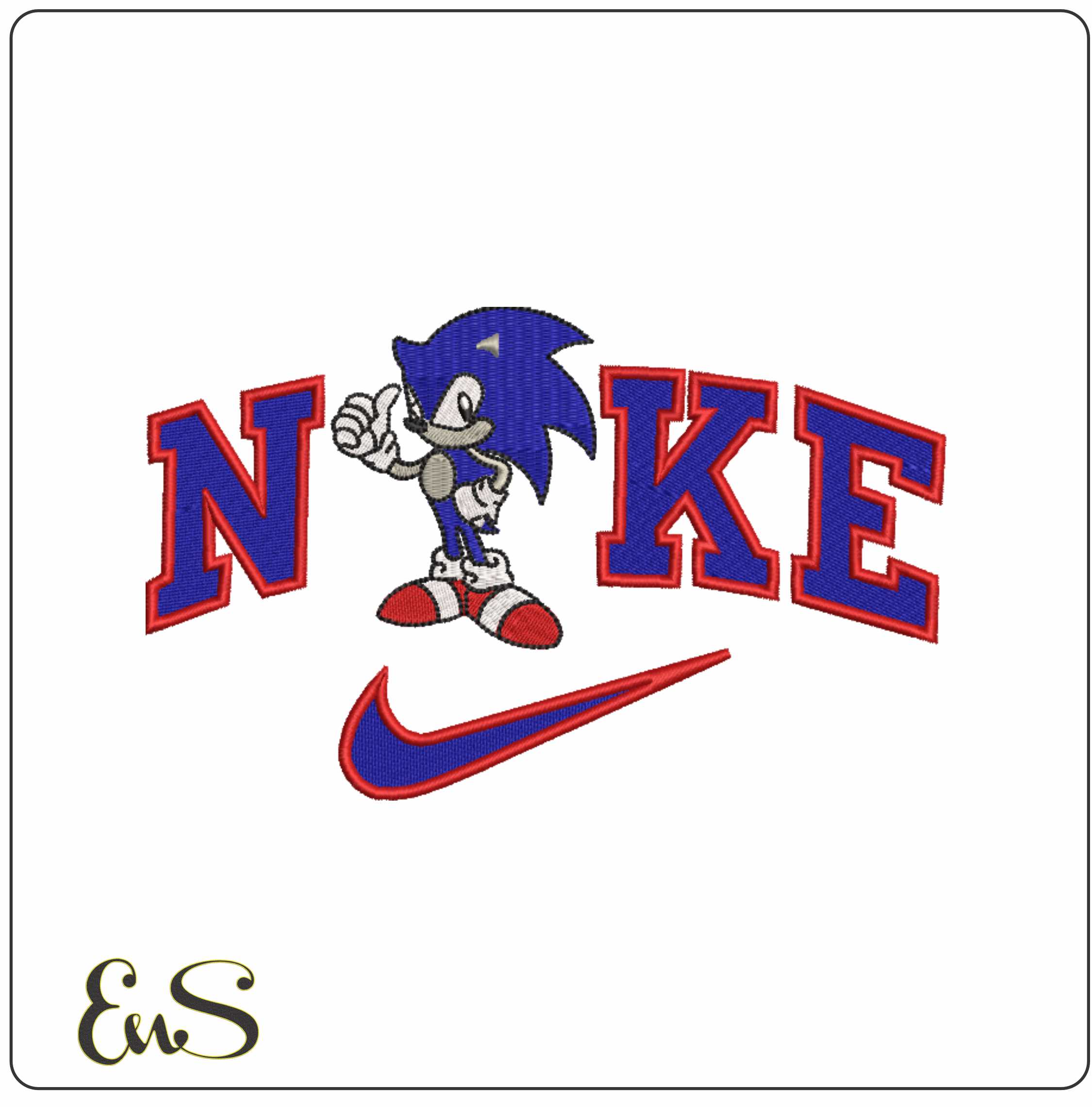 Nike Sonic Hedgehog-Elegant embroidery design file - instant download