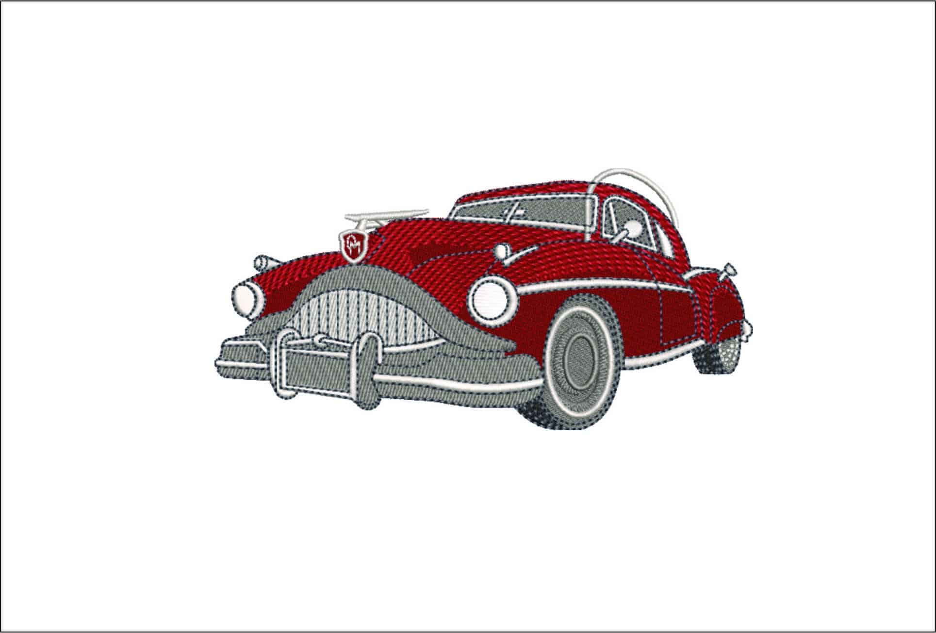 Old 1950's style car-Elegant embroidery design file - instant download