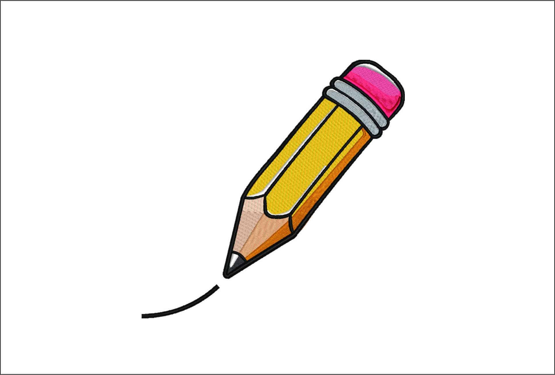 Pencil Finish Writing-Elegant embroidery design file - instant download
