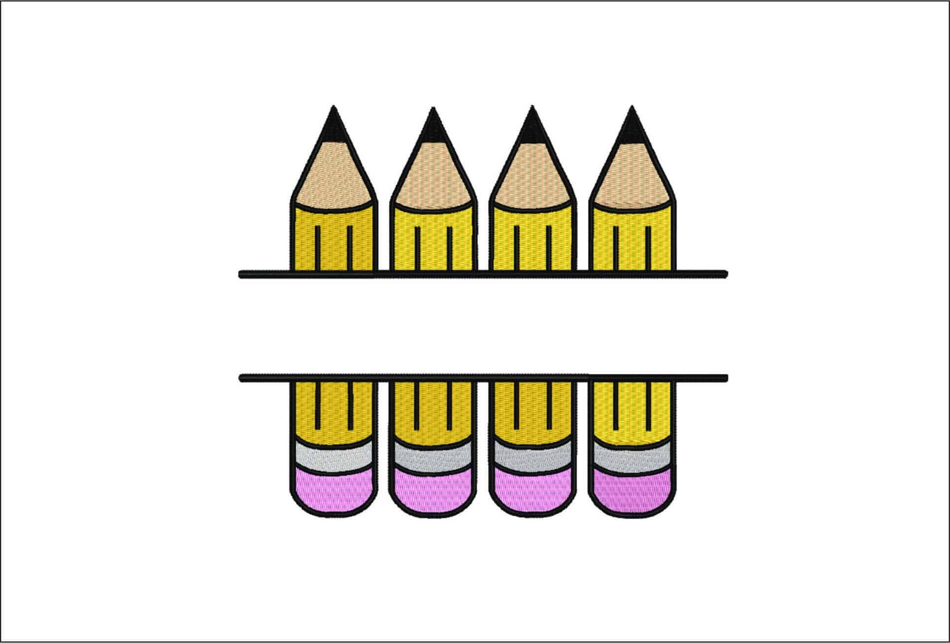 Pencil with Gap for Name-Elegant embroidery design file - instant download