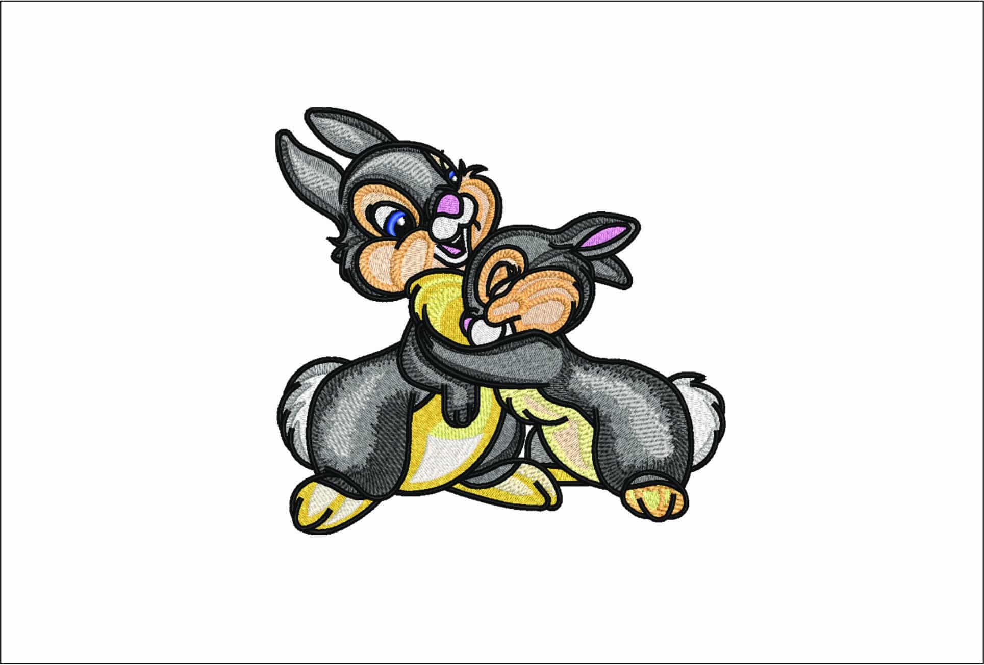 Rabbits-Elegant embroidery design file - instant download