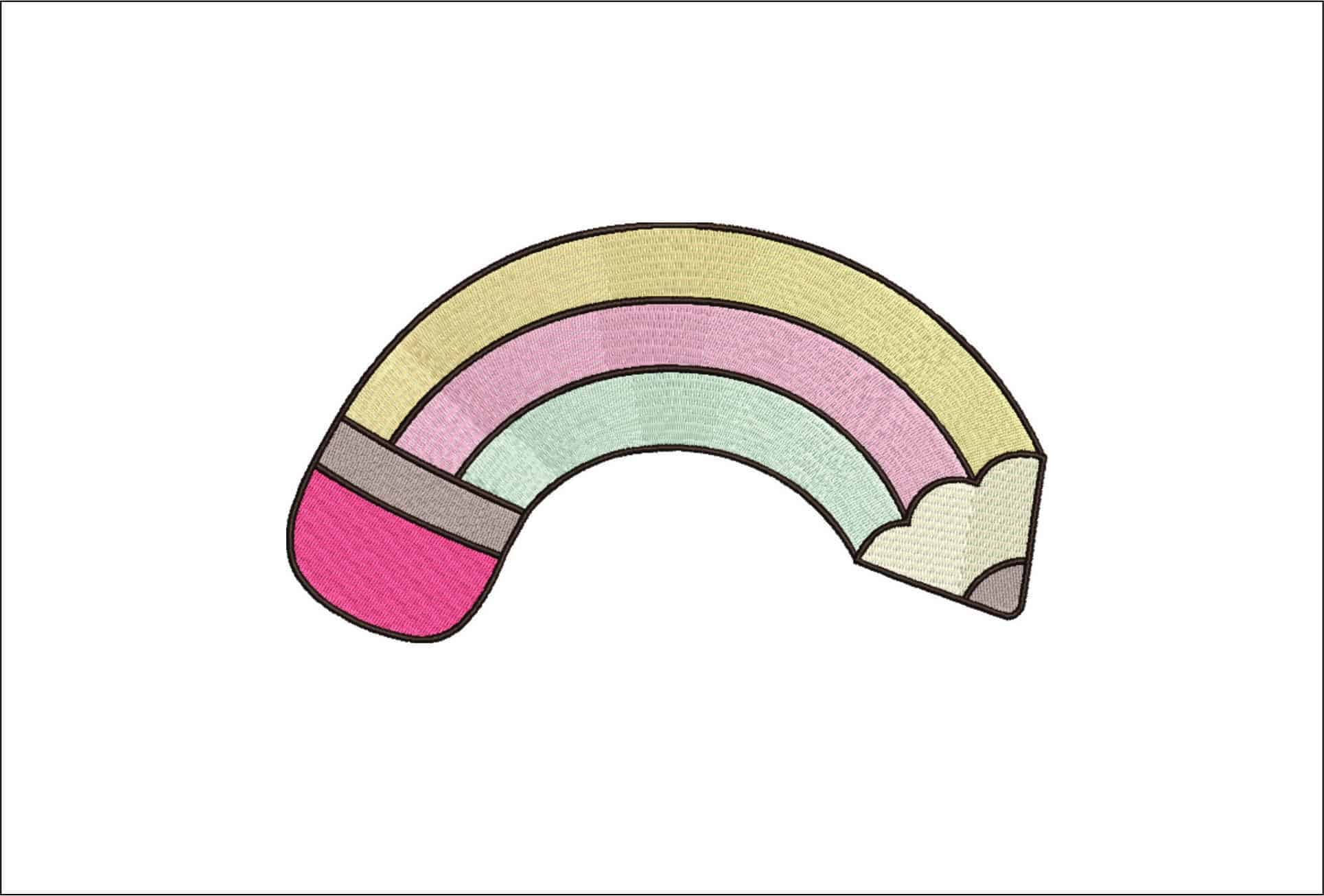 Rainbow Pencil-Elegant embroidery design file - instant download