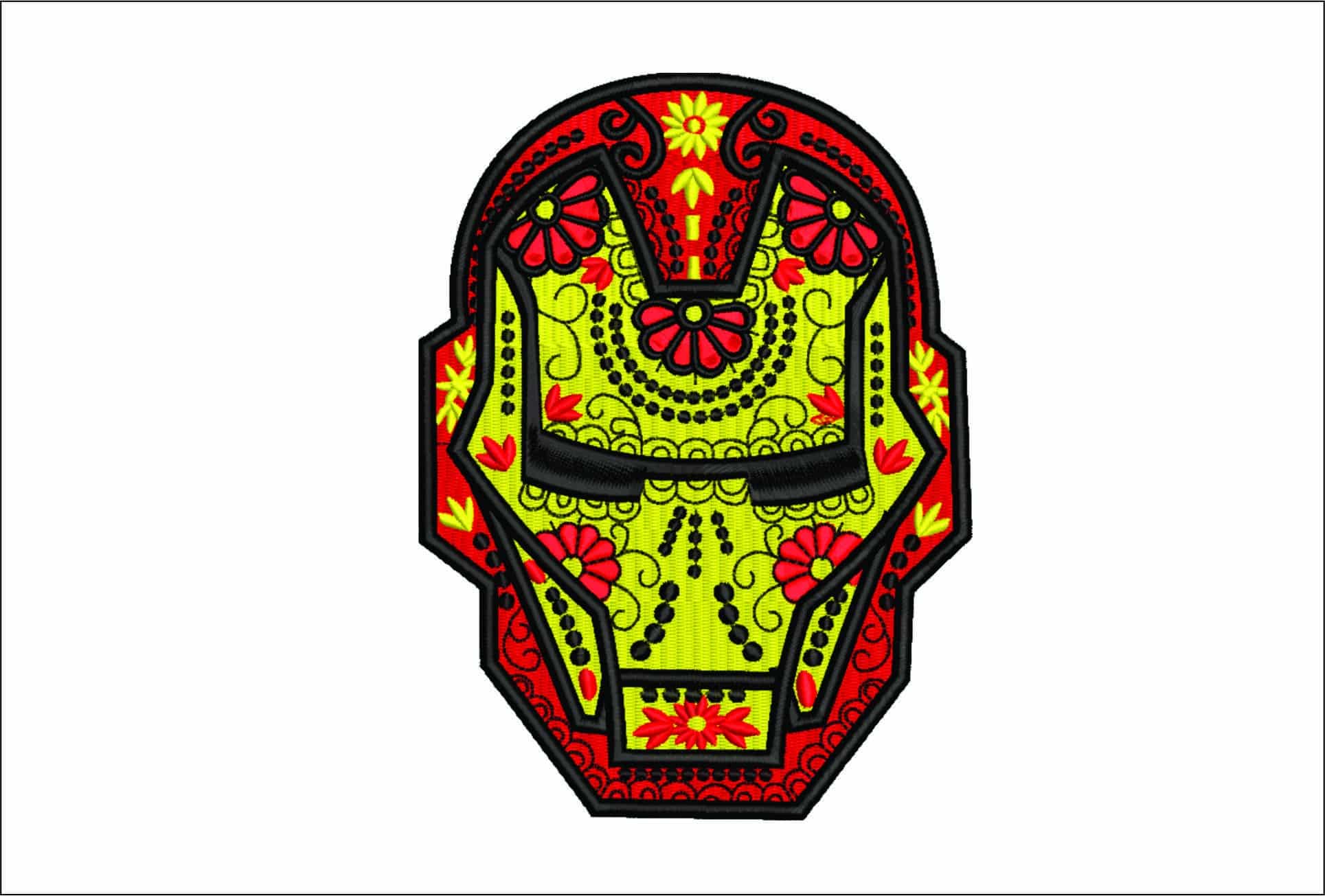 Sugar Skull Ironman-Elegant embroidery design file - instant download