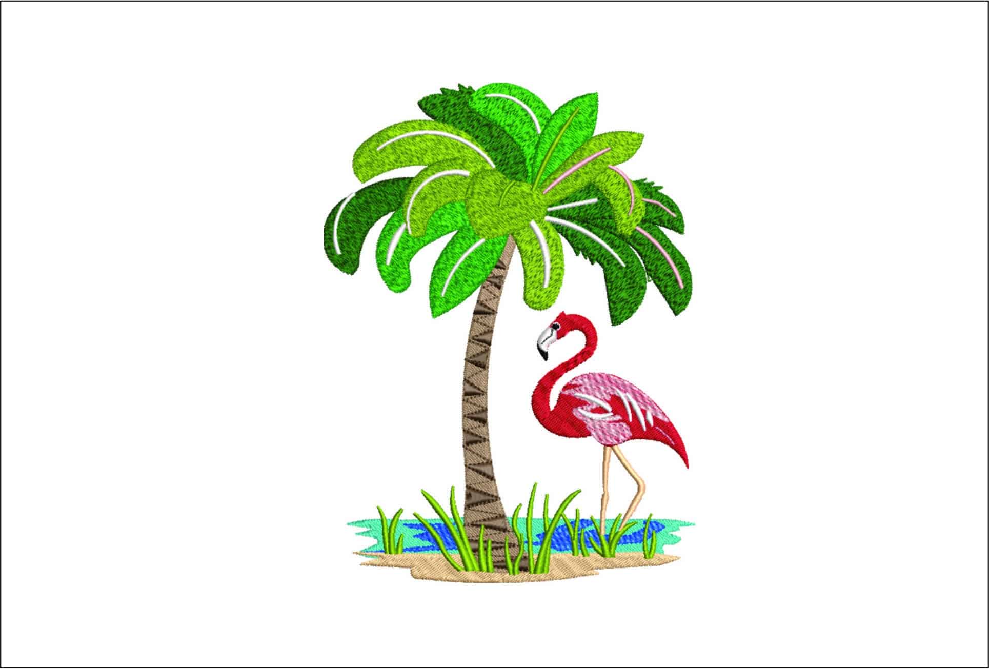 Tree and flamingo-Elegant embroidery design file - instant download