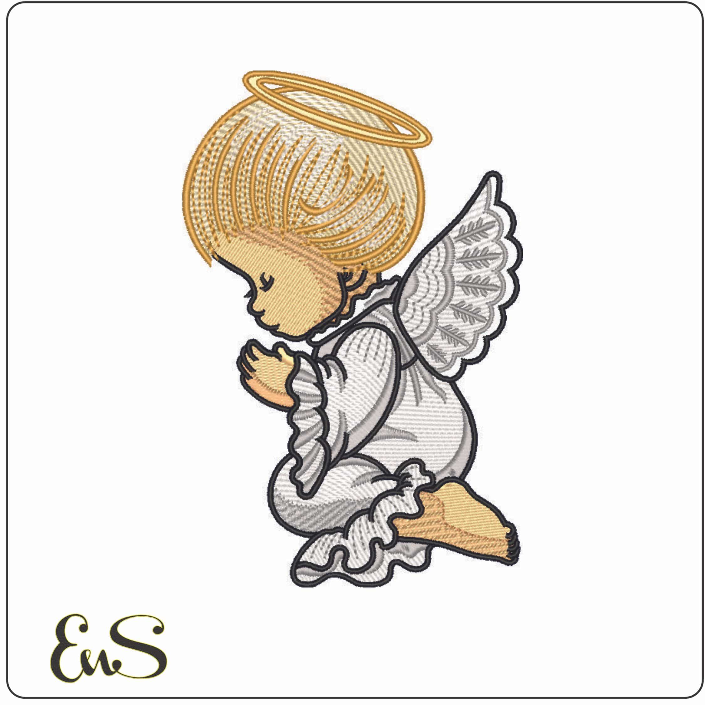 Angel Child Praying-Elegant embroidery design file - instant download