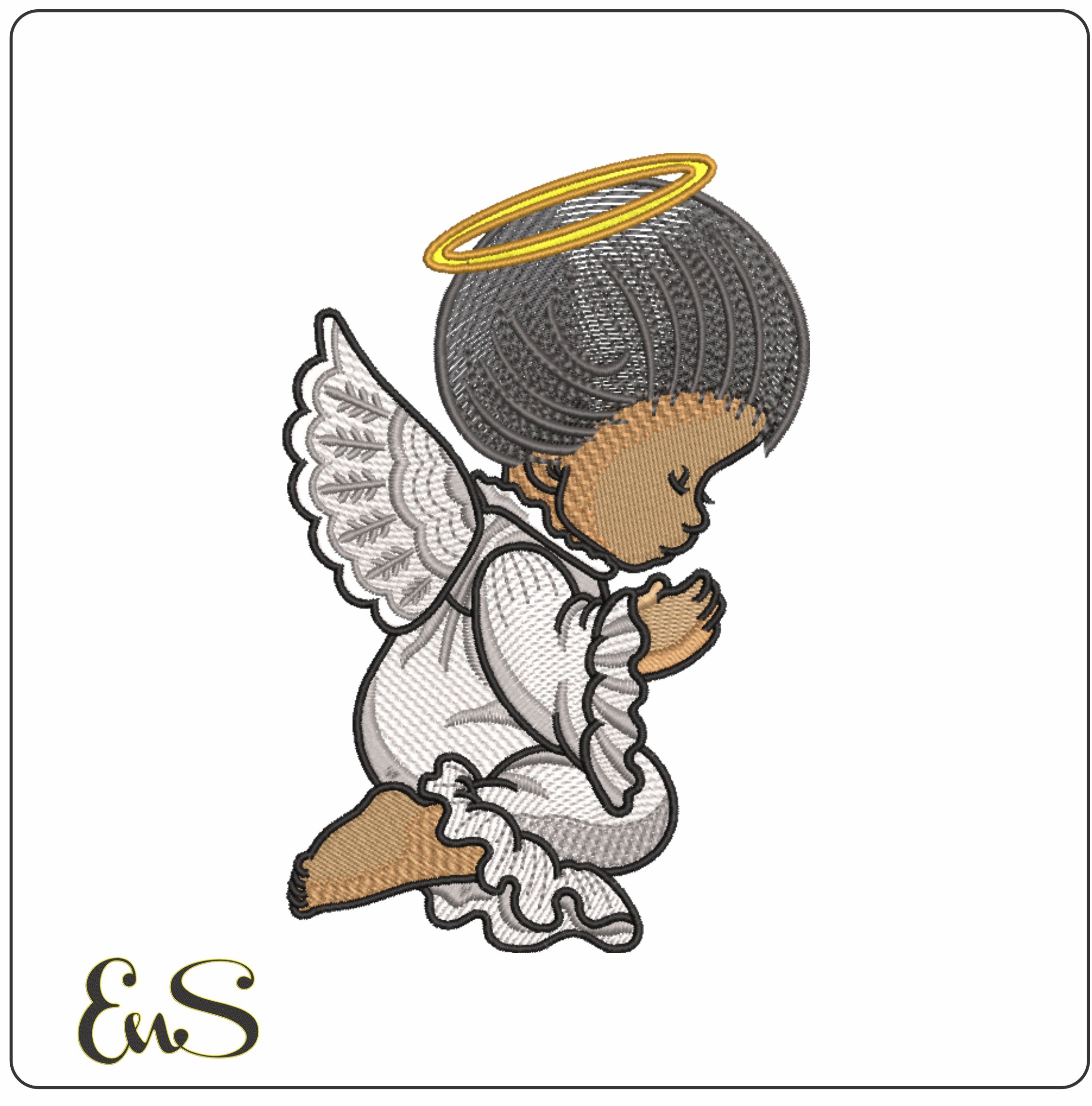 Angel Child With Halo Praying-Elegant embroidery design file - instant download