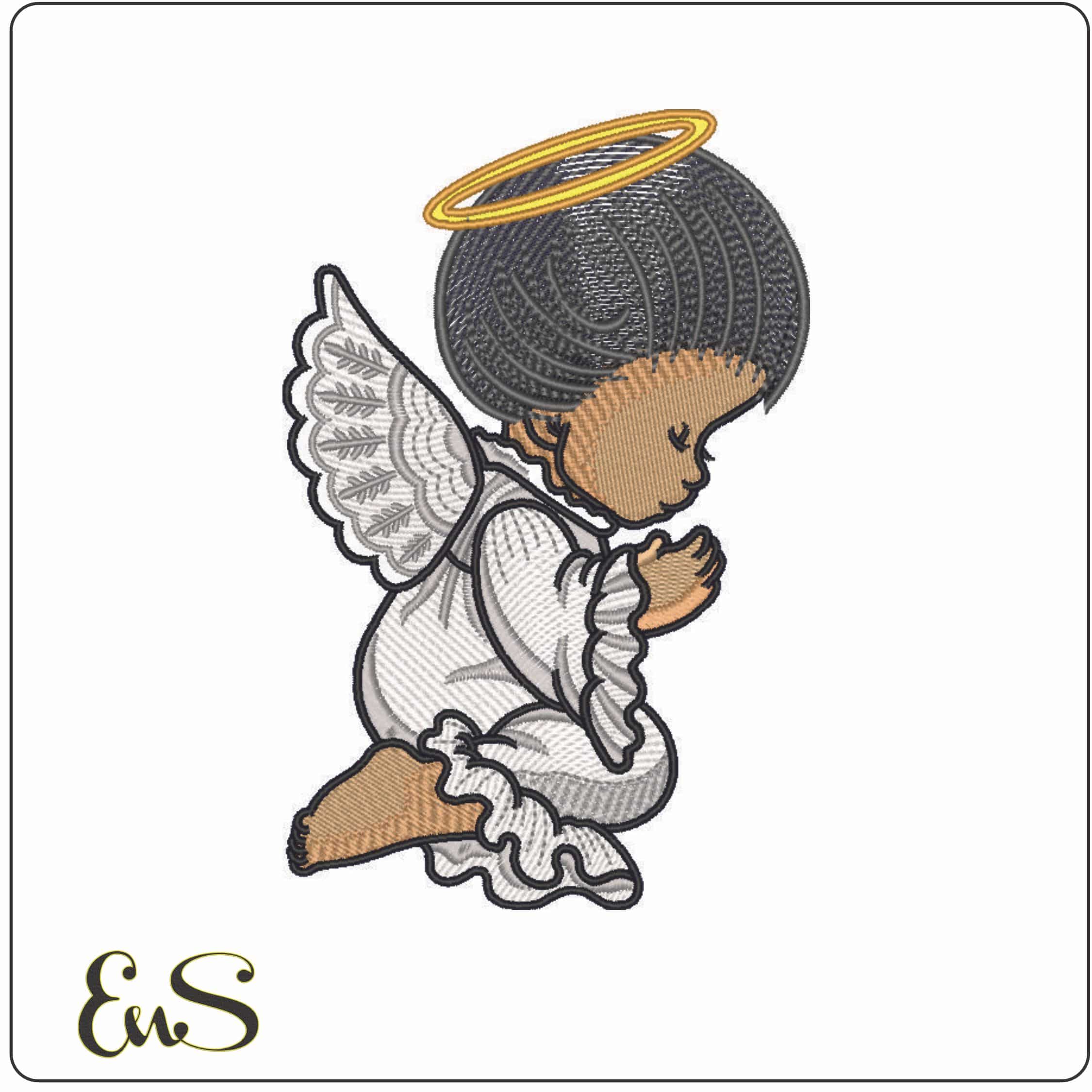Angel Child With Halo Praying-Elegant embroidery design file - instant download