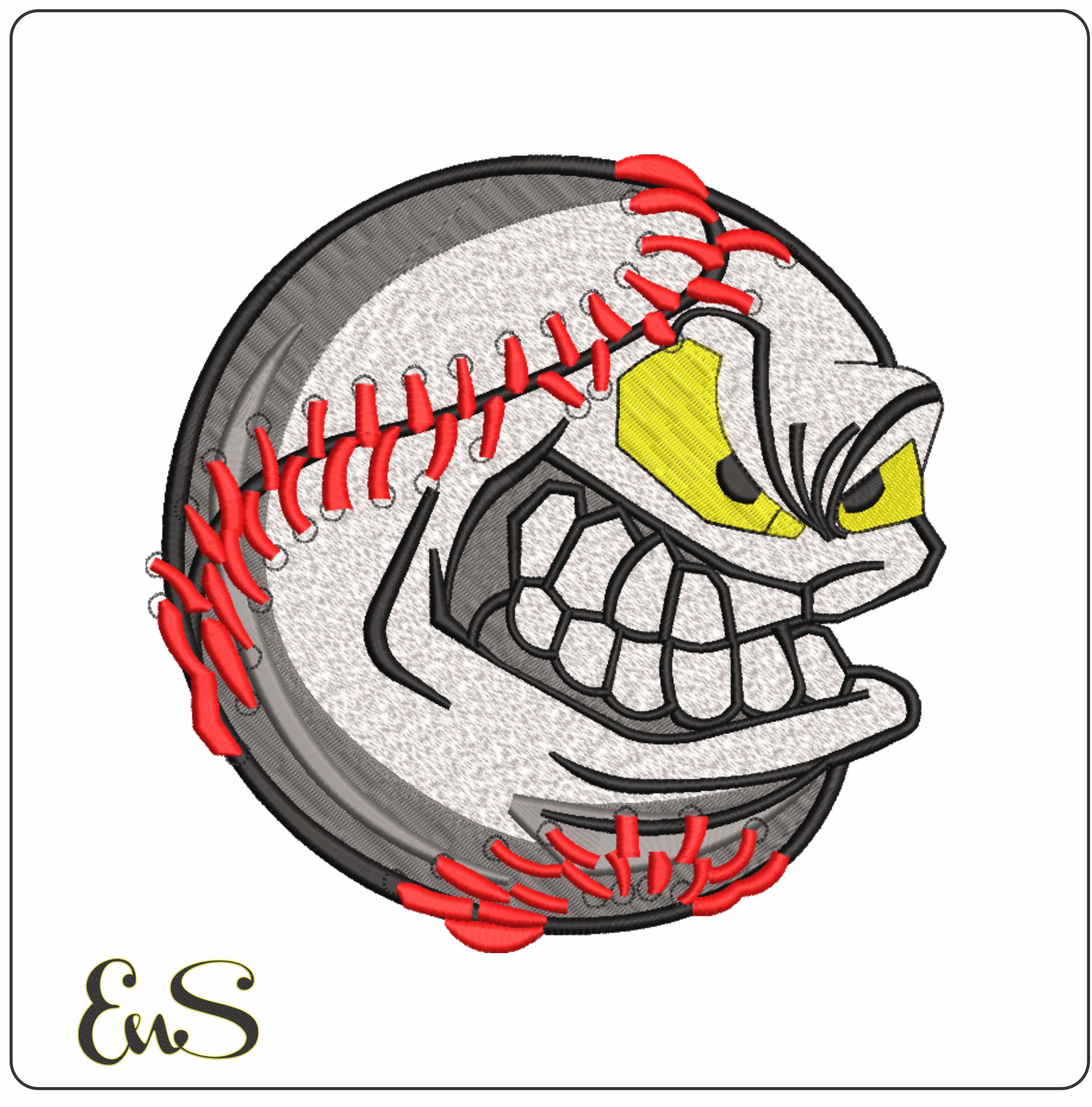 Angry Baseball-Elegant embroidery design file - instant download