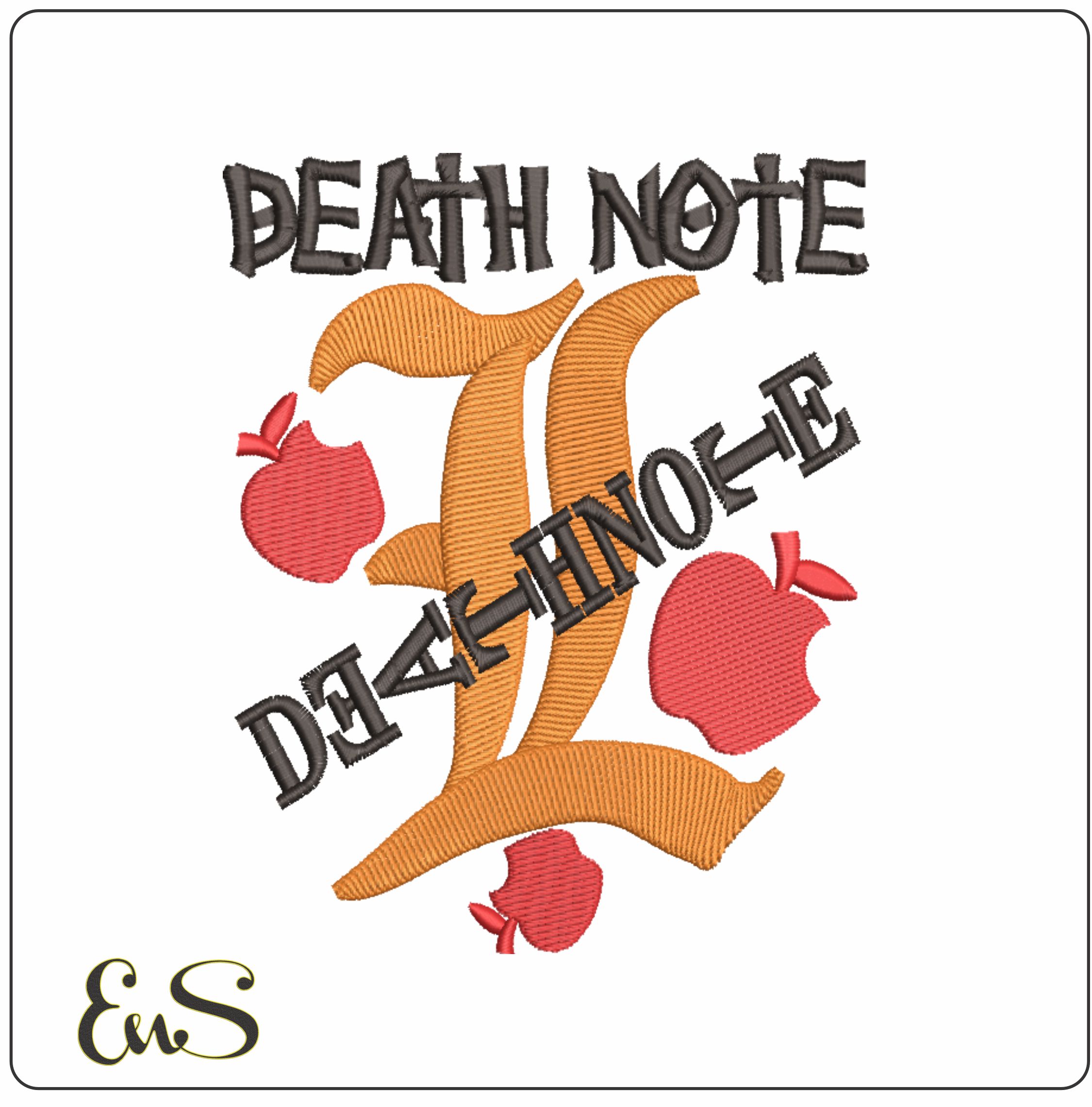 Apple Death Note-Elegant embroidery design file - instant download