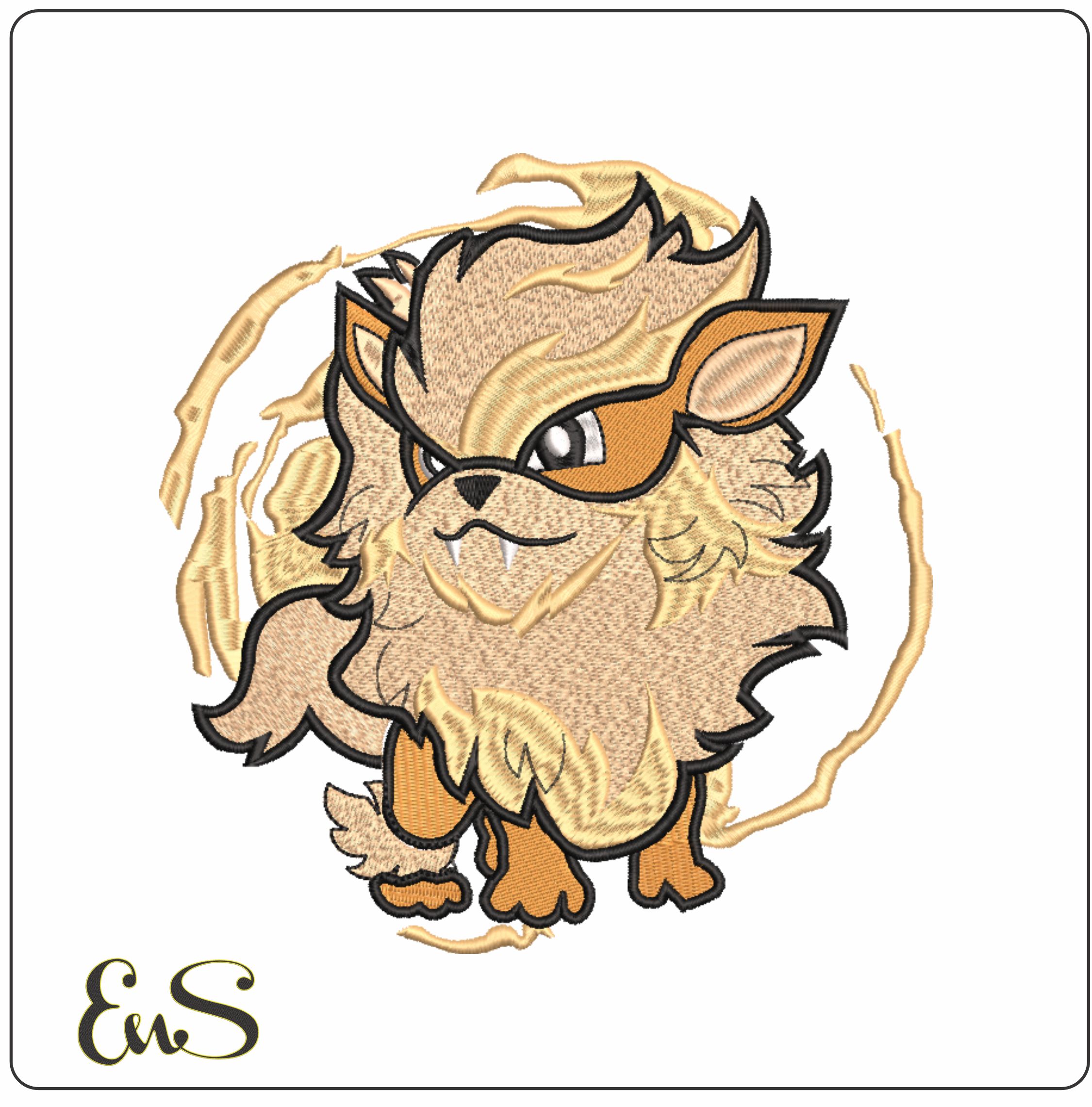 Arcanine - Fire Pokemon - Anime-Elegant embroidery design file - instant download