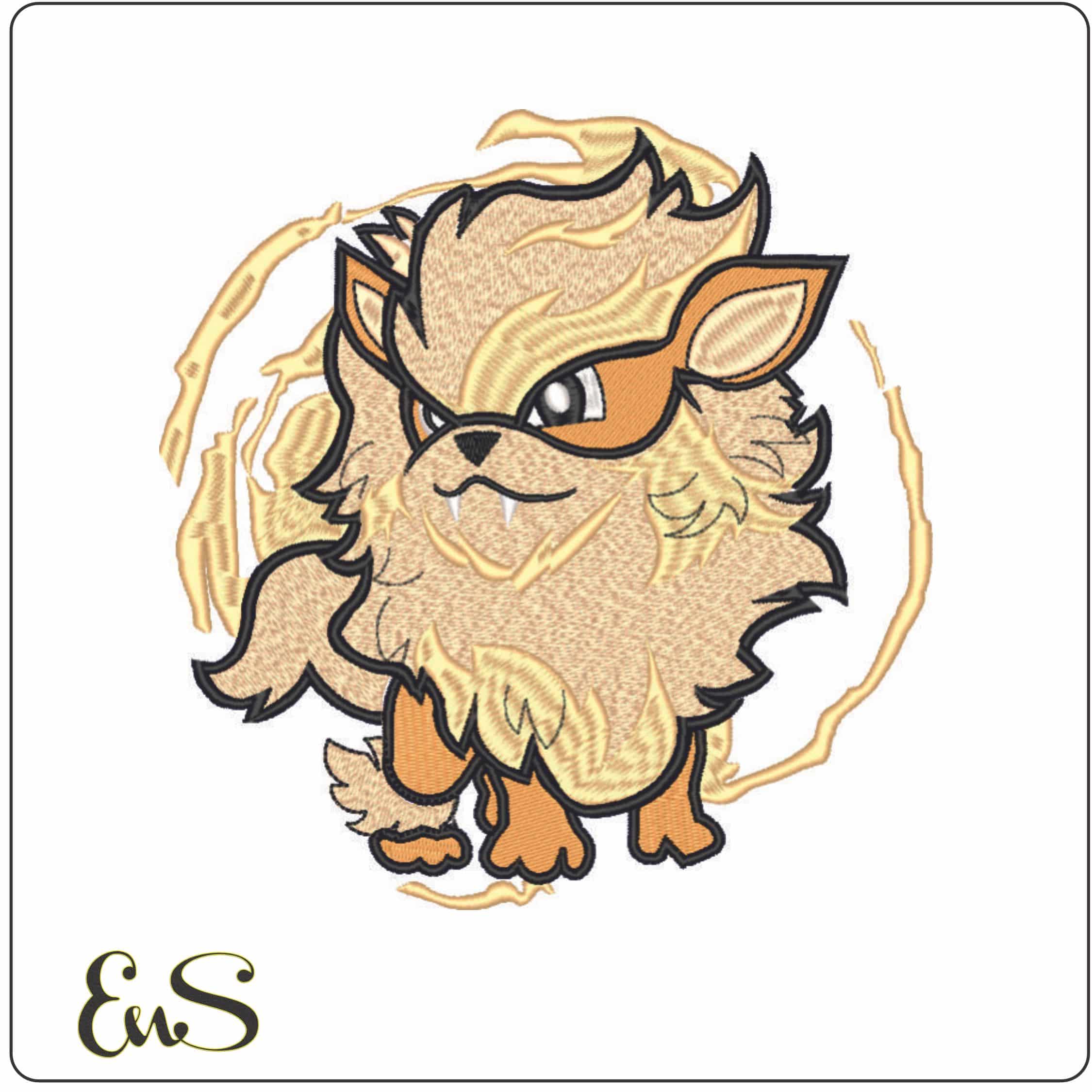 Arcanine - Fire Pokemon - Anime-Elegant embroidery design file - instant download
