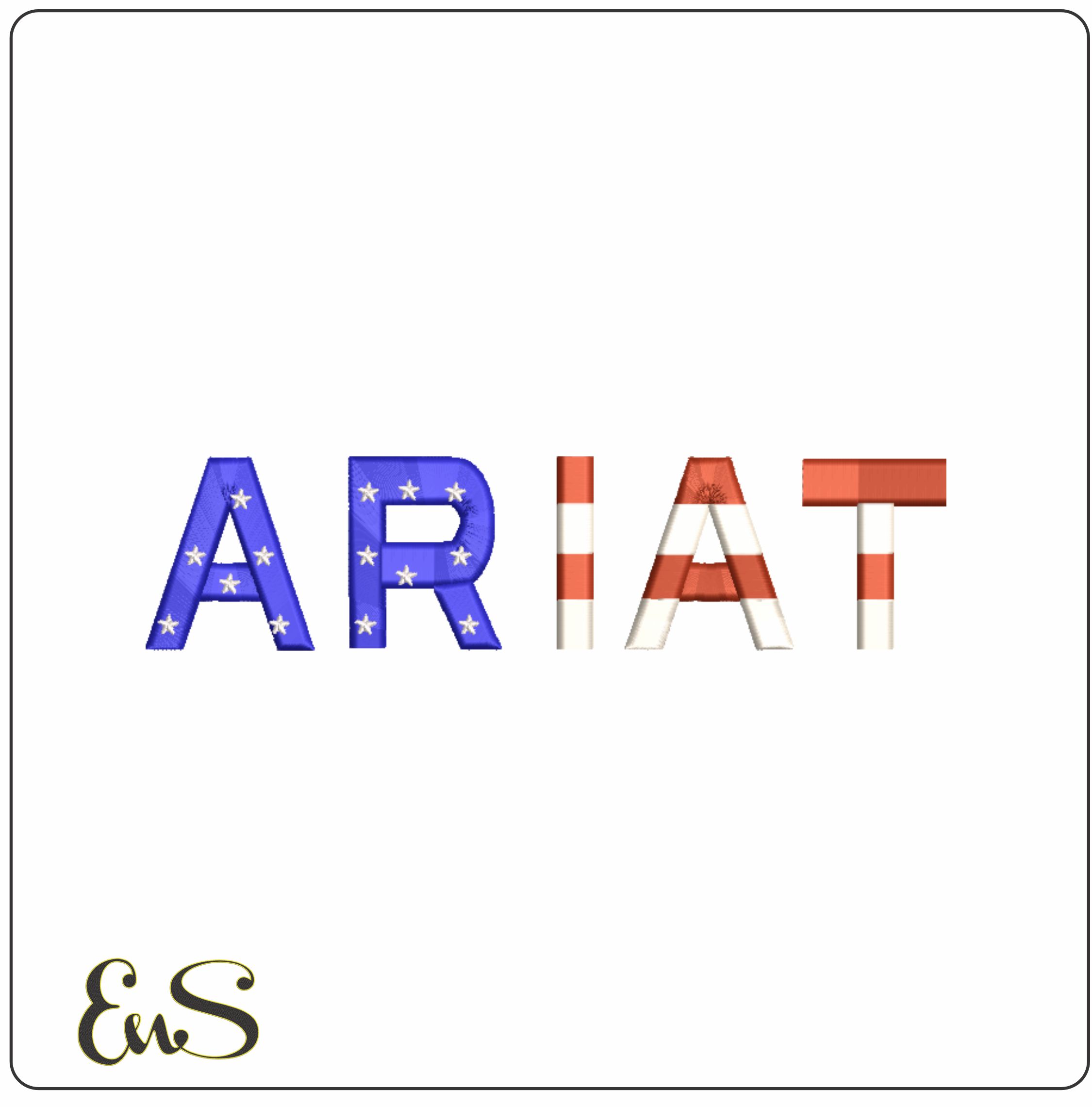 ARIAT USA Flag-Elegant embroidery design file - instant download