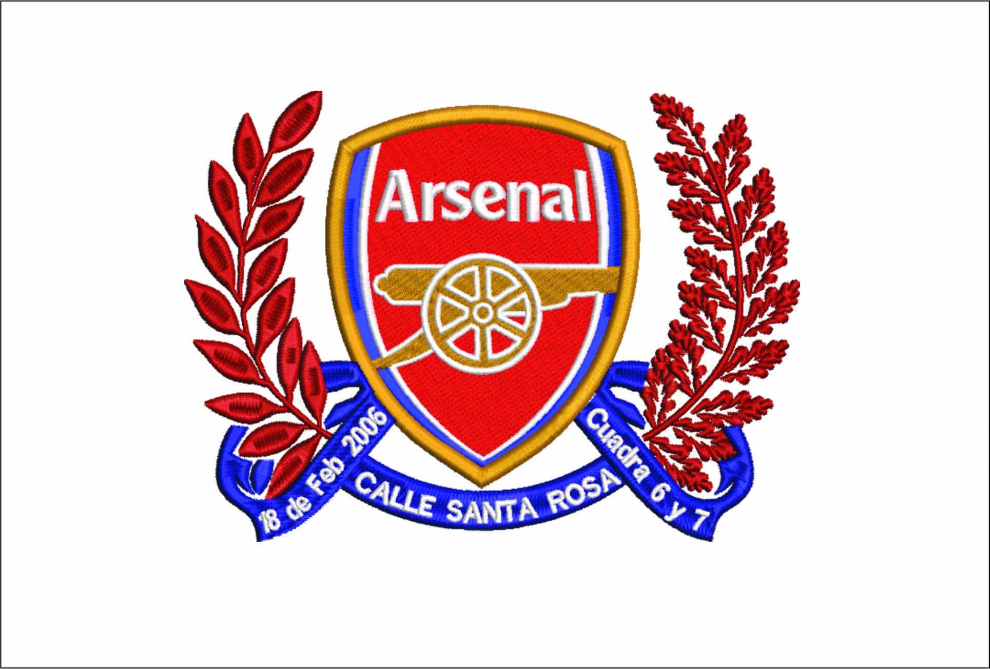 Arsenal Footbal club with Wreath-Elegant embroidery design file - instant download