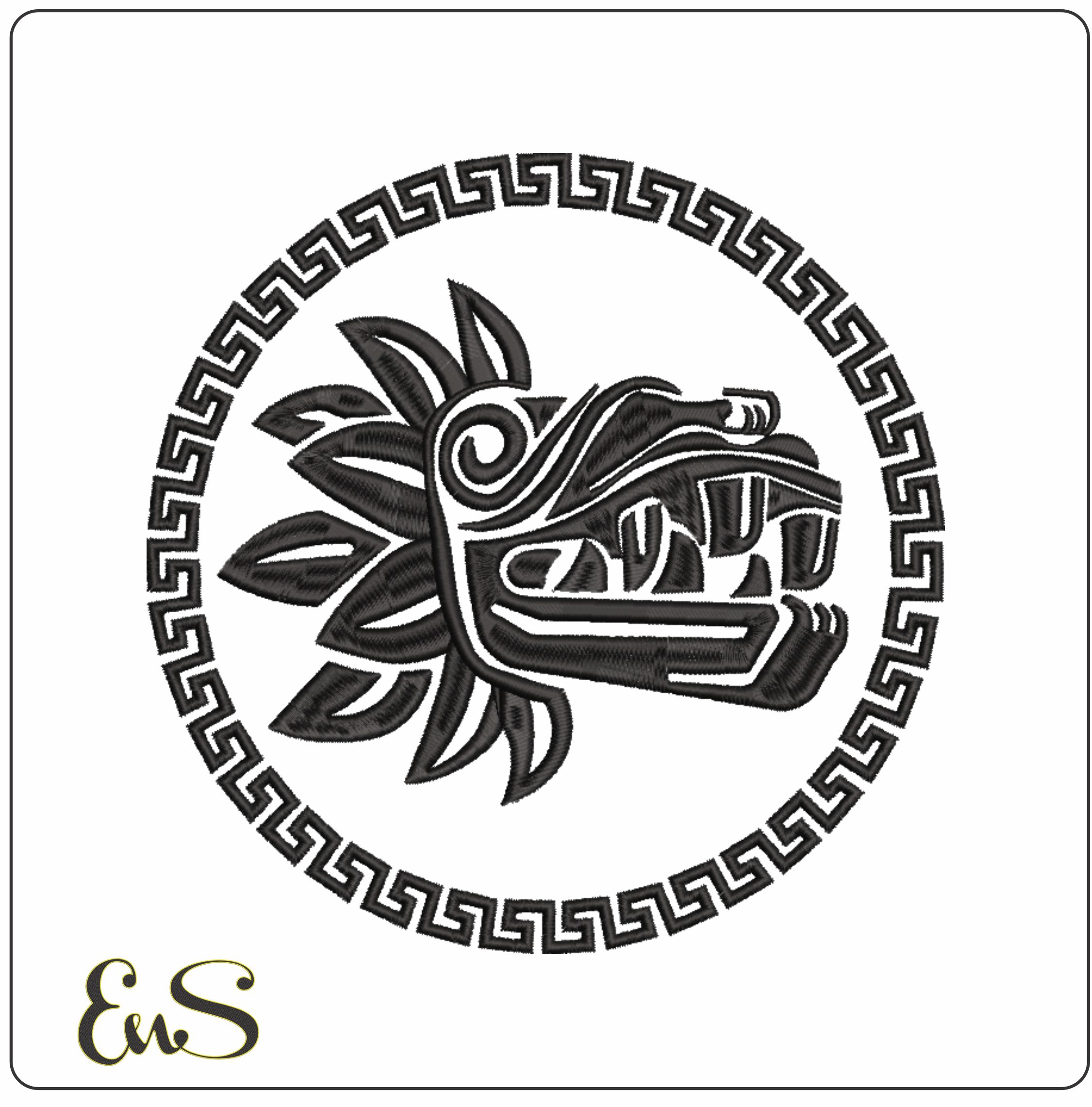 Astek Mayan Dragon-Elegant embroidery design file - instant download
