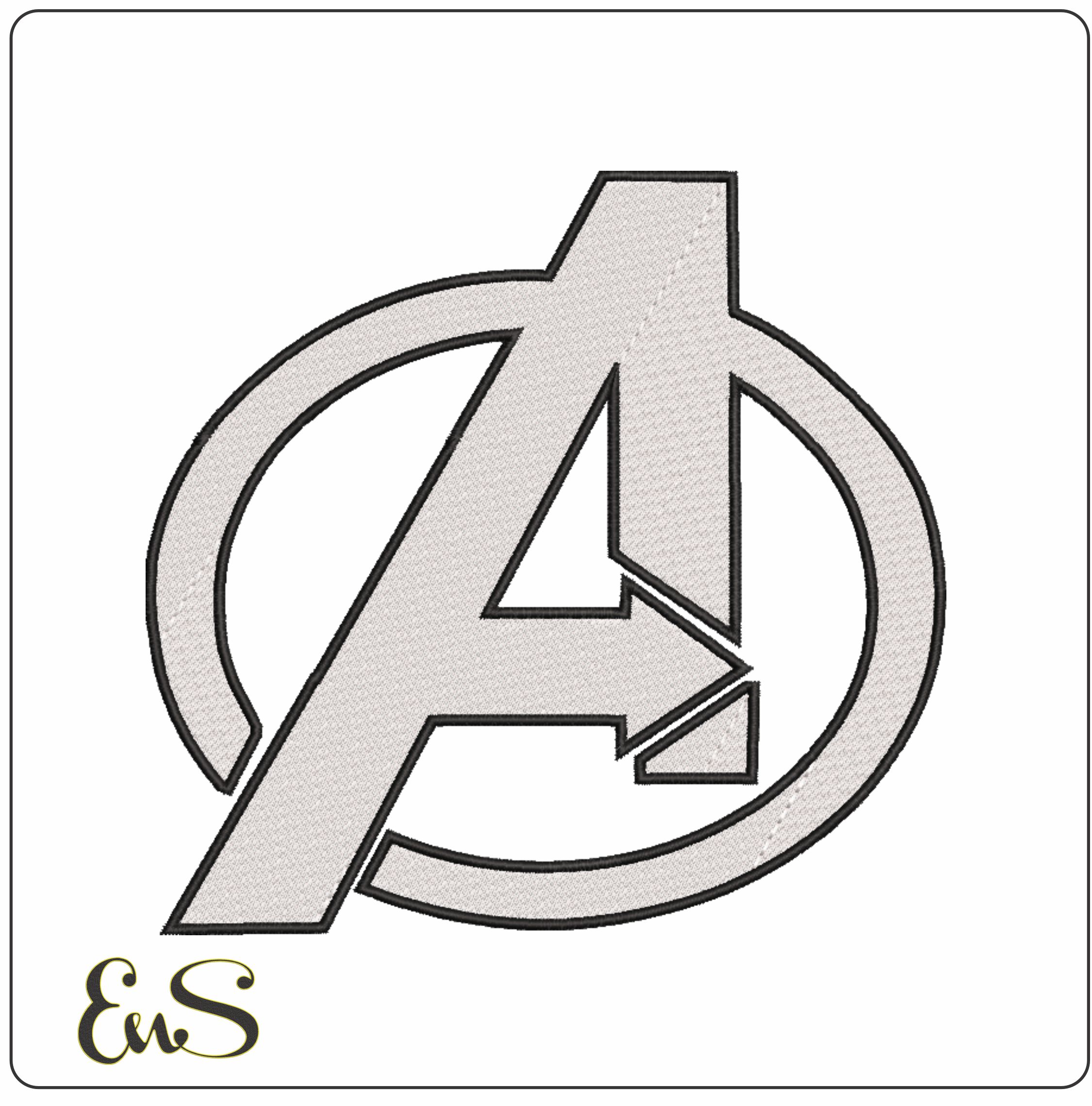Avengers solid fill Logo - Marvel Comics-Elegant embroidery design file - instant download