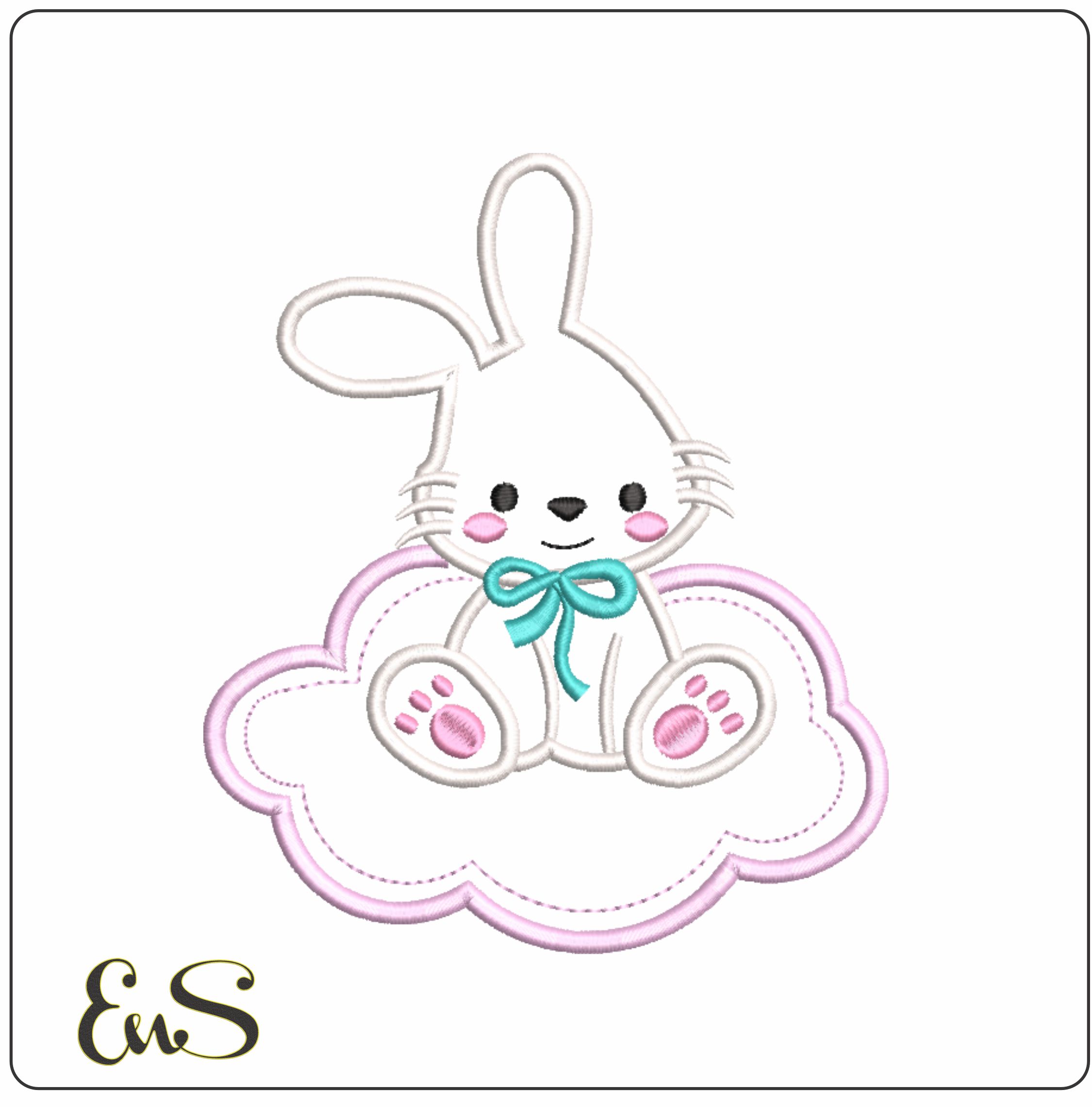 Baby Bunny Applique-Elegant embroidery design file - instant download