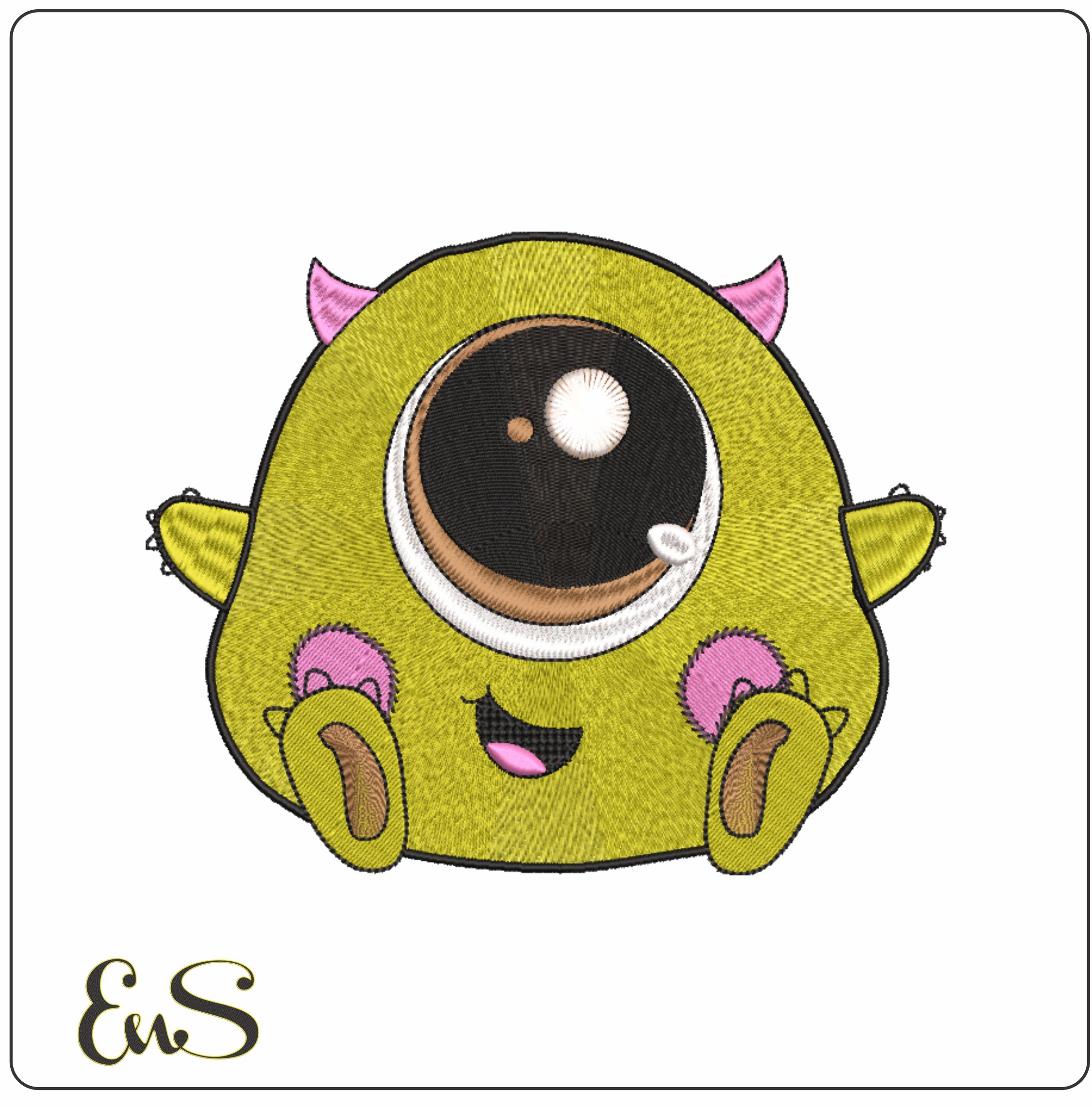 Baby Mike Wisoski - Monsters Inc-Elegant embroidery design file - instant download